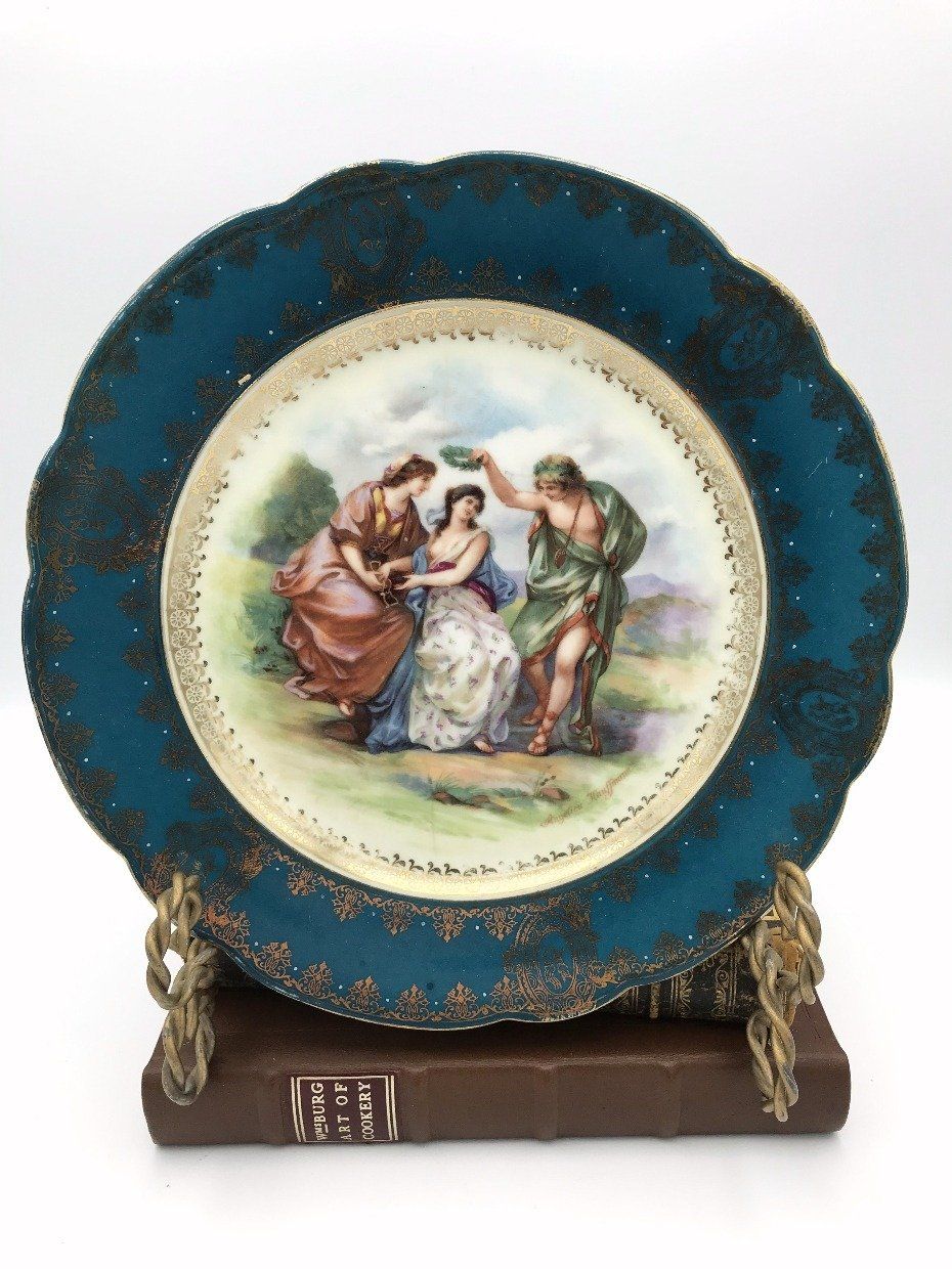 Imperial Crown China Austria Teal Portrait Plate