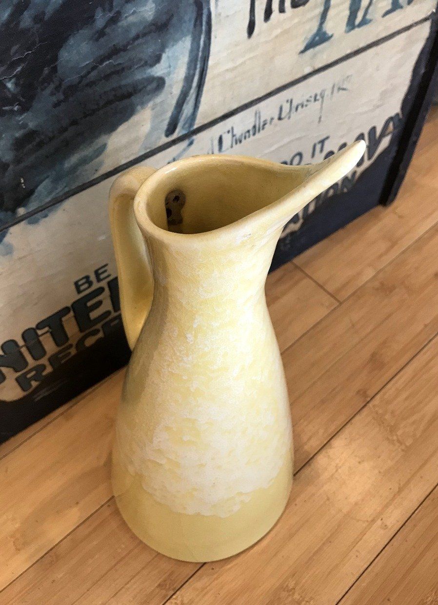 Rare Vintage Brush McCoy Yellow Pottery Jug Tankard 3