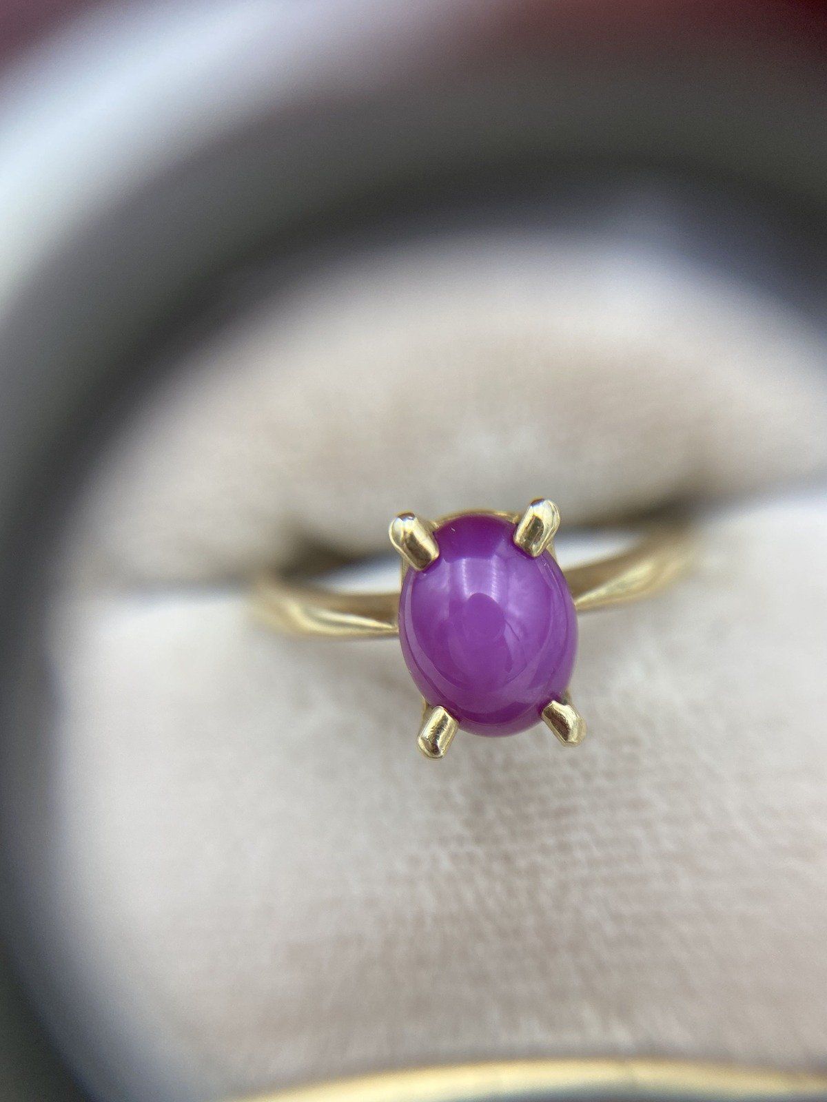 Vintage Minimalistic 14k Gold Synthetic Star Ruby Solitaire Ring #2526 3