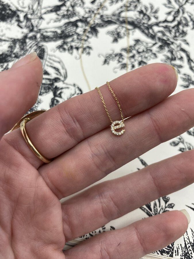 14k Gold Adina Eden Diamond Initial E Layering Necklace (ADJUSTABLE) 4
