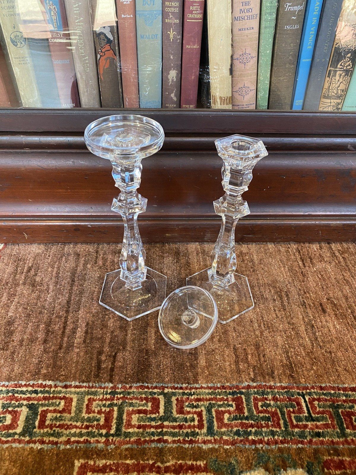 Modern Clear Glass Candle Stick Holders w Pillar Insert Holder 2