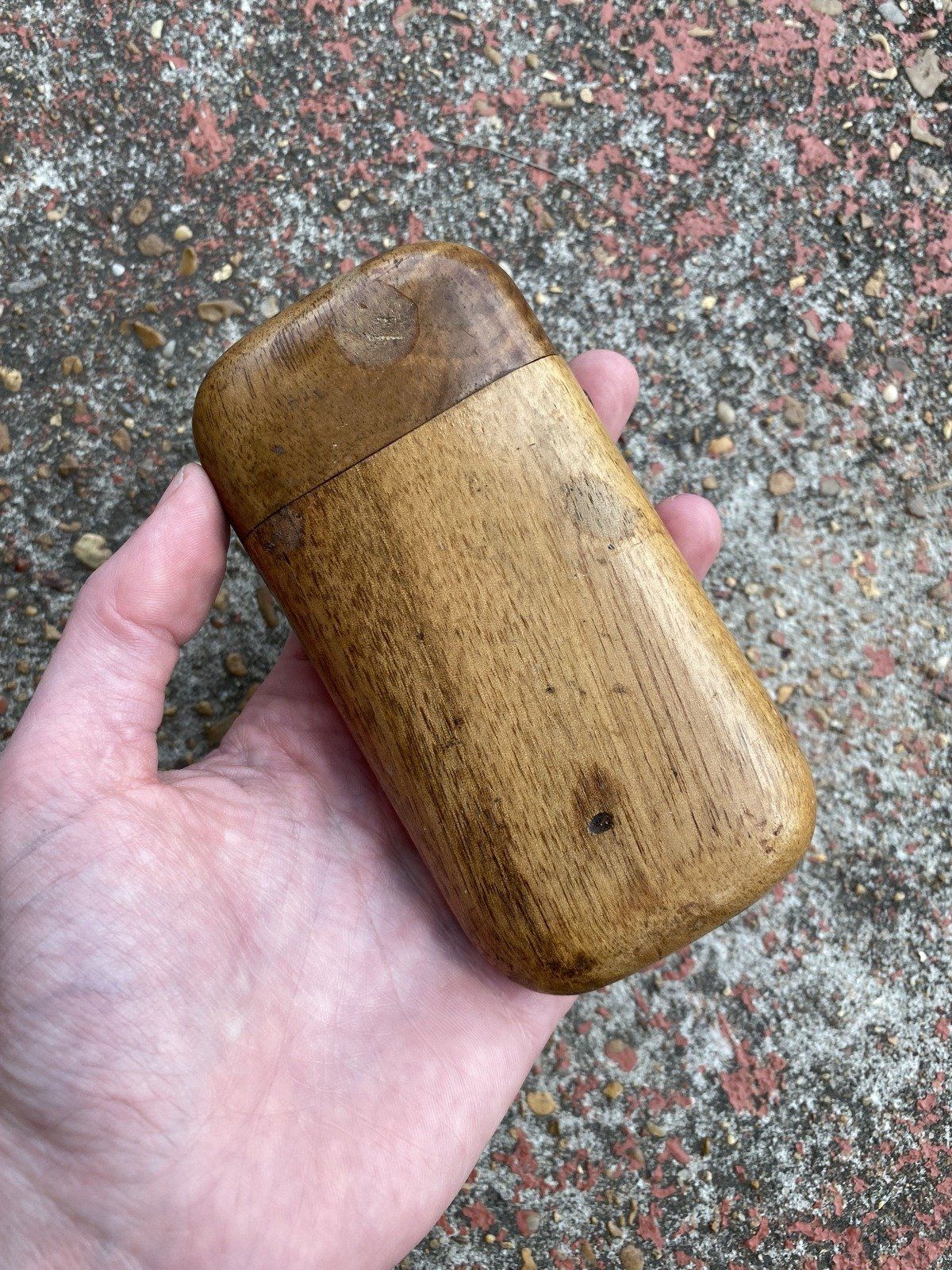 Antique Hand Made Wooden Stash/Cig Case w Locking Snap Button 8