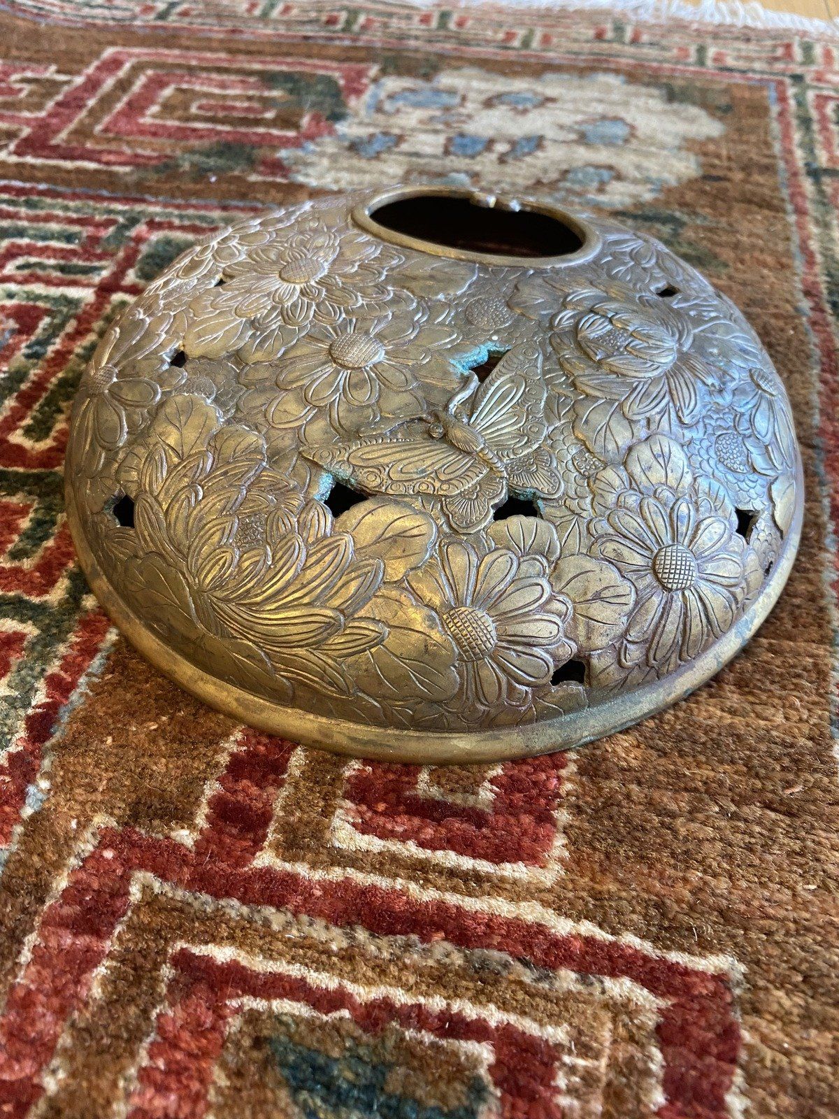 Antique Chinese Brass Butterfly Lid (For Serving/Incense) 5