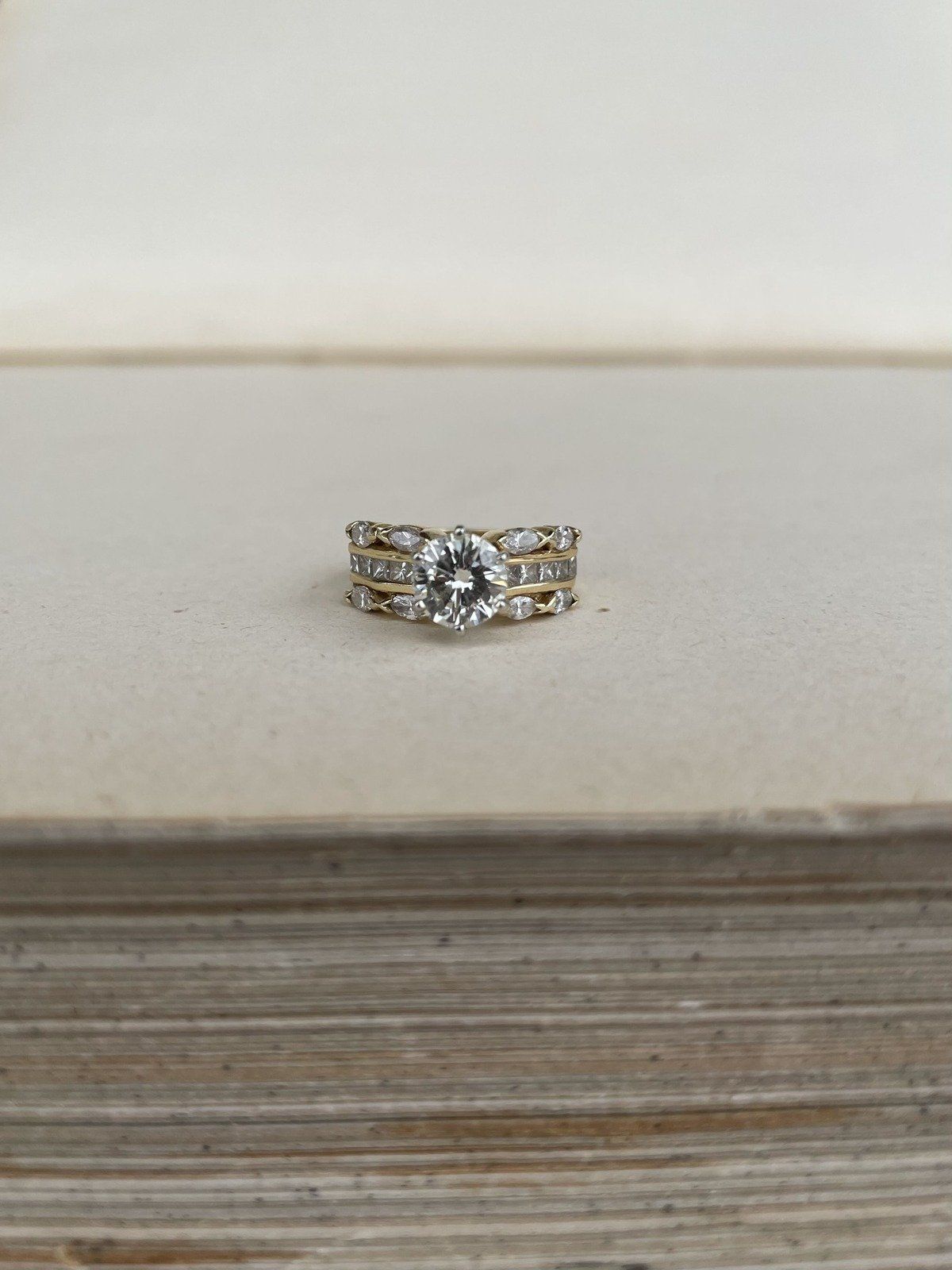 Superb 14k Gold 3.07ctw Diamond Engagement Ring w 1.53ct Center + Marquise Diamond Shoulders w IGI Appraisal 2