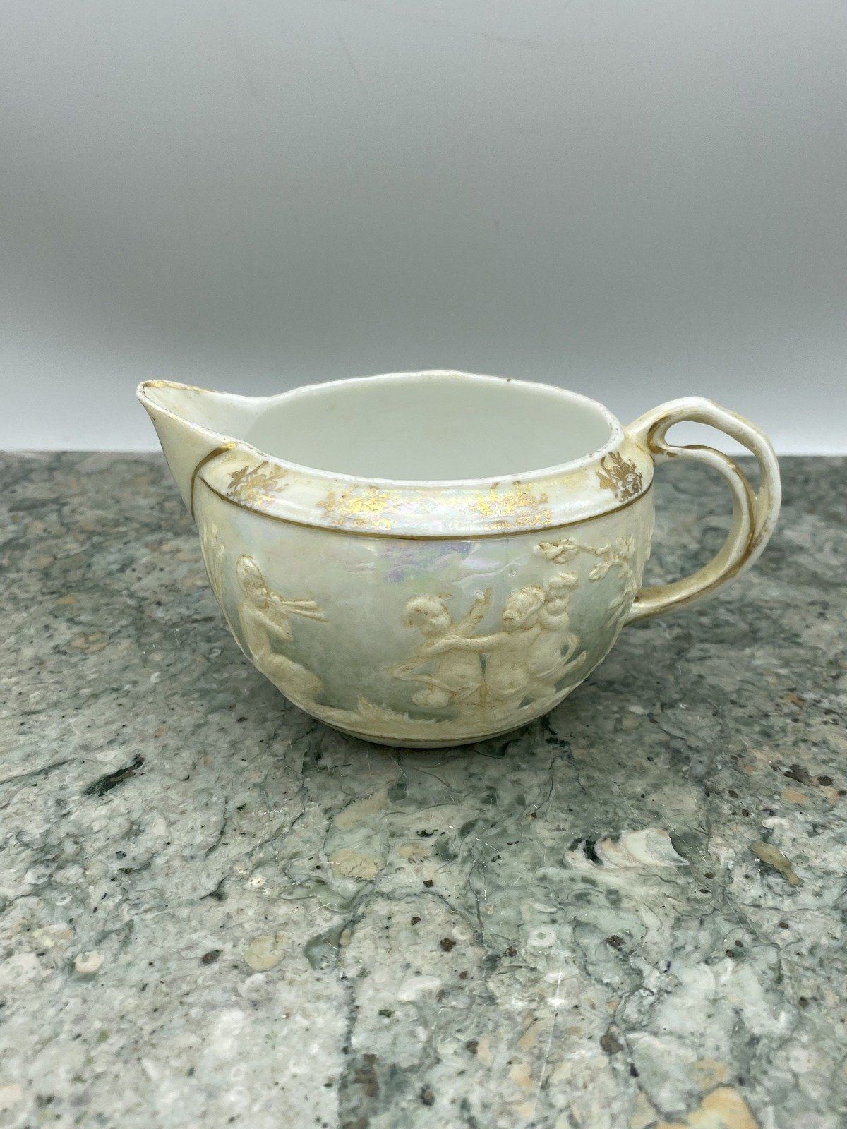 Opalescent Lusterware Figural Cherub Creamer 5