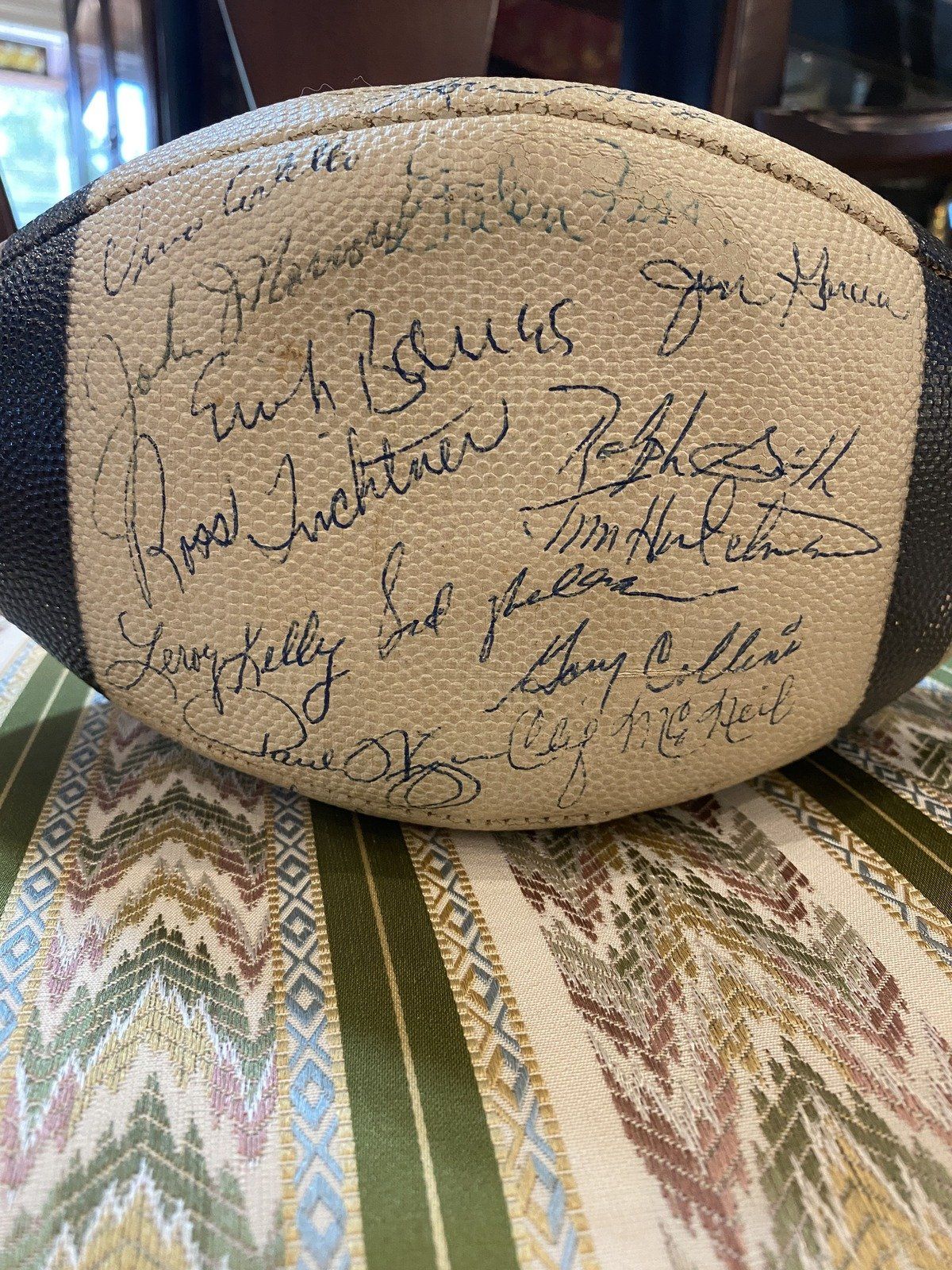 c.1966 Cleveland Browns Team Signed Football 30x Signatures 3
