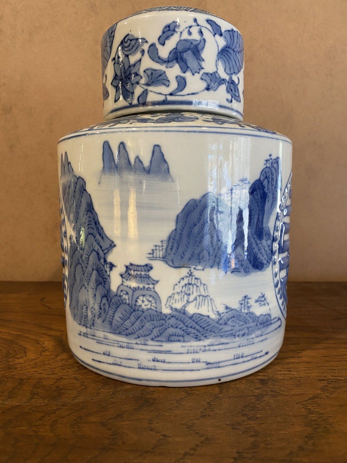 Vintage Flow Blue Prosperity Ginger Jar 3