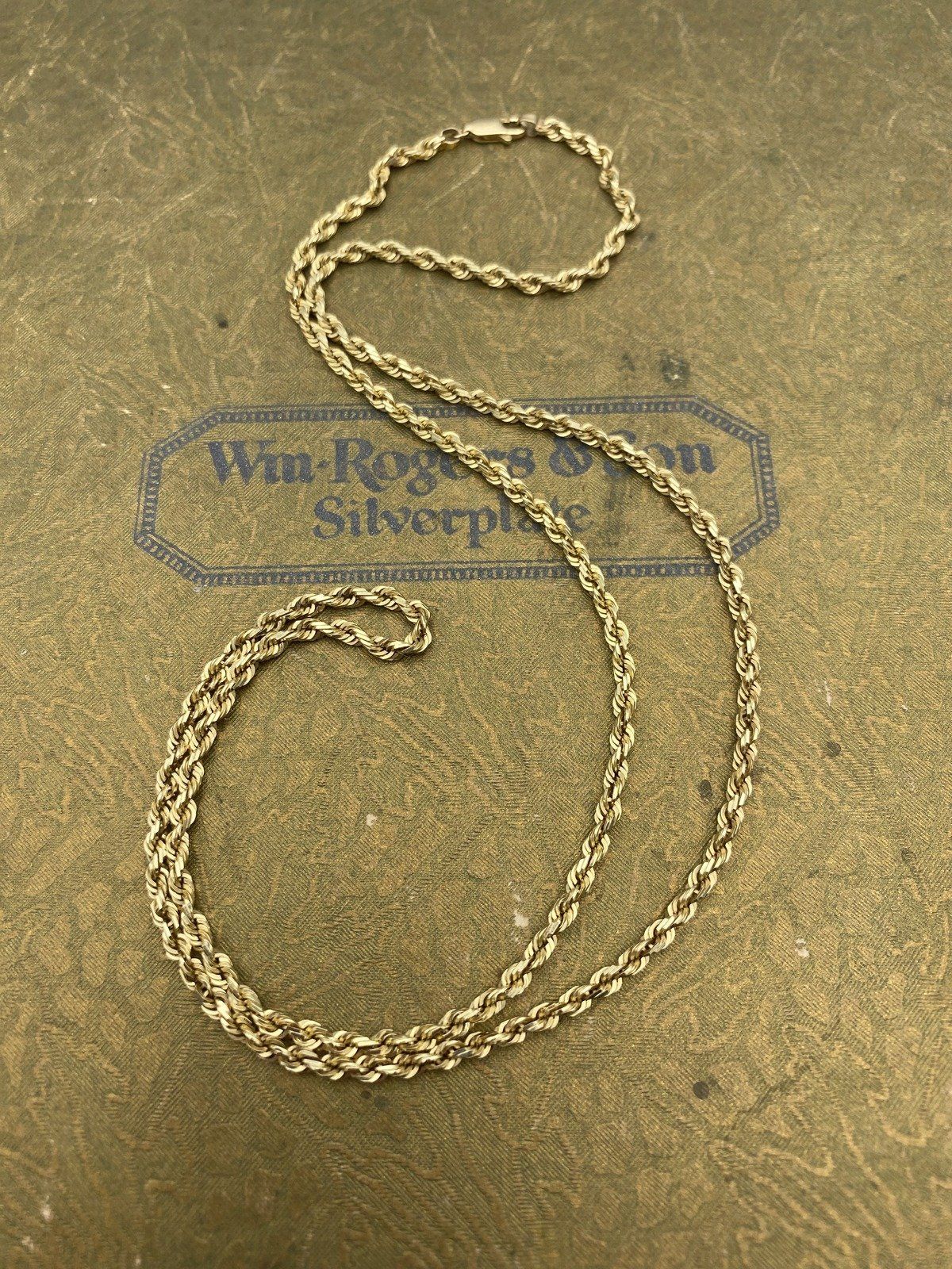 Men's 24L Solid 14k Gold Rope Chain Necklace #2598 7