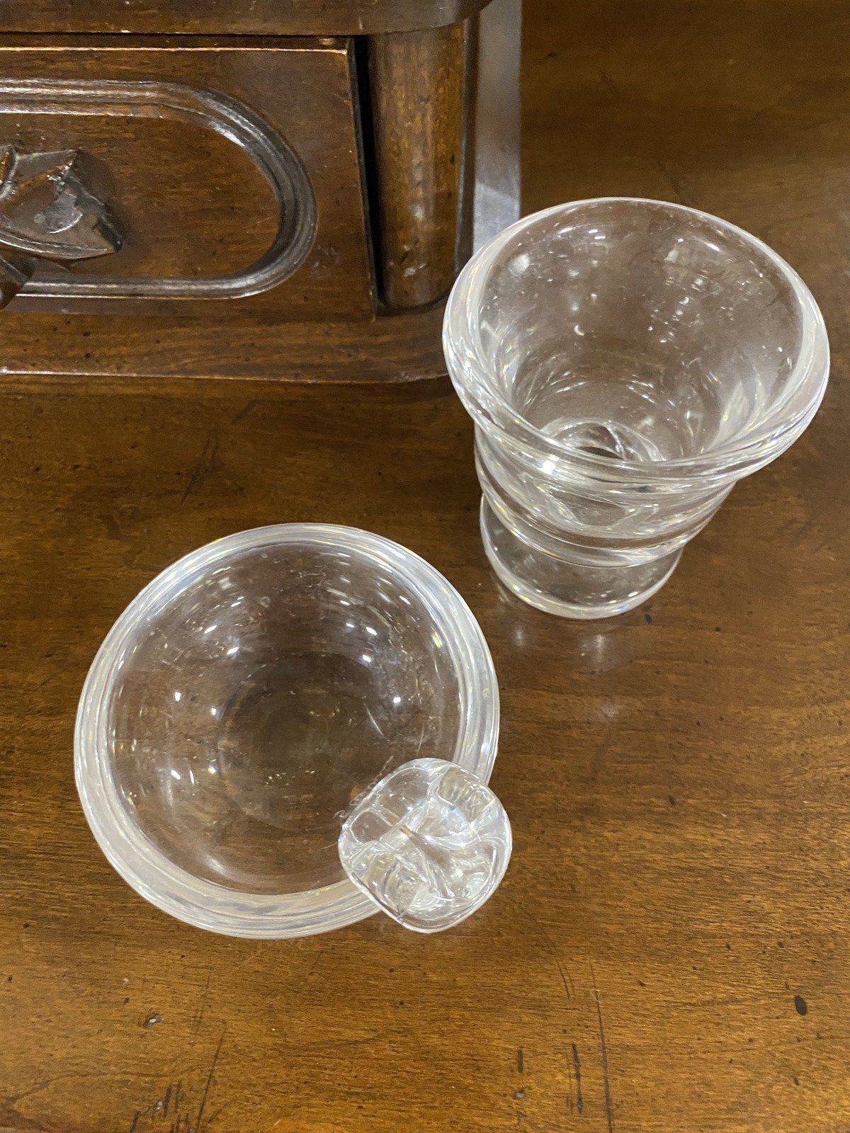 Vintage c.1960s Steuben Crystal Modernist Cigarette Holder w Ashtray 6