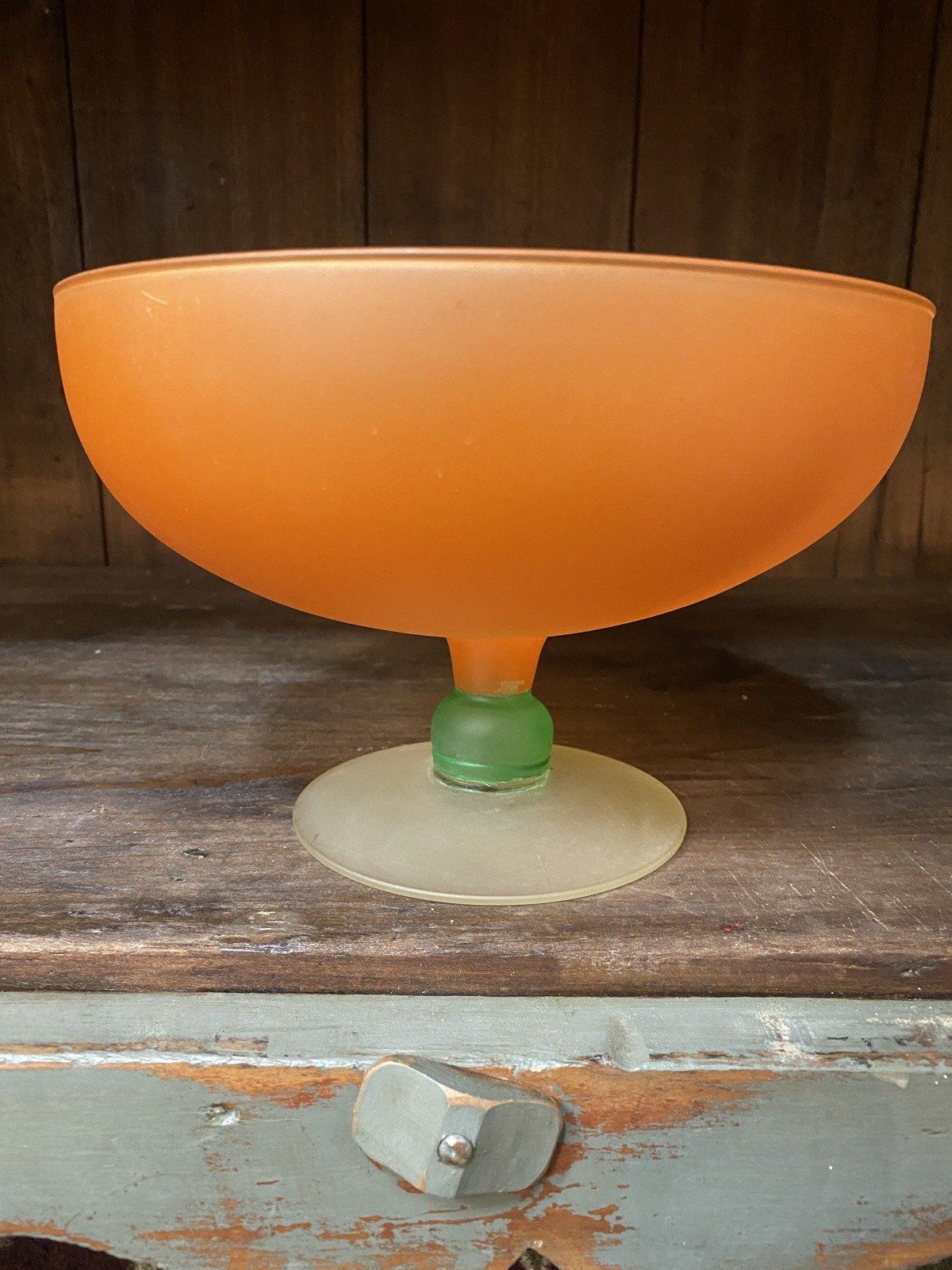 Vintage MCM Satin Trio Glass Mod Fruit Compote 3