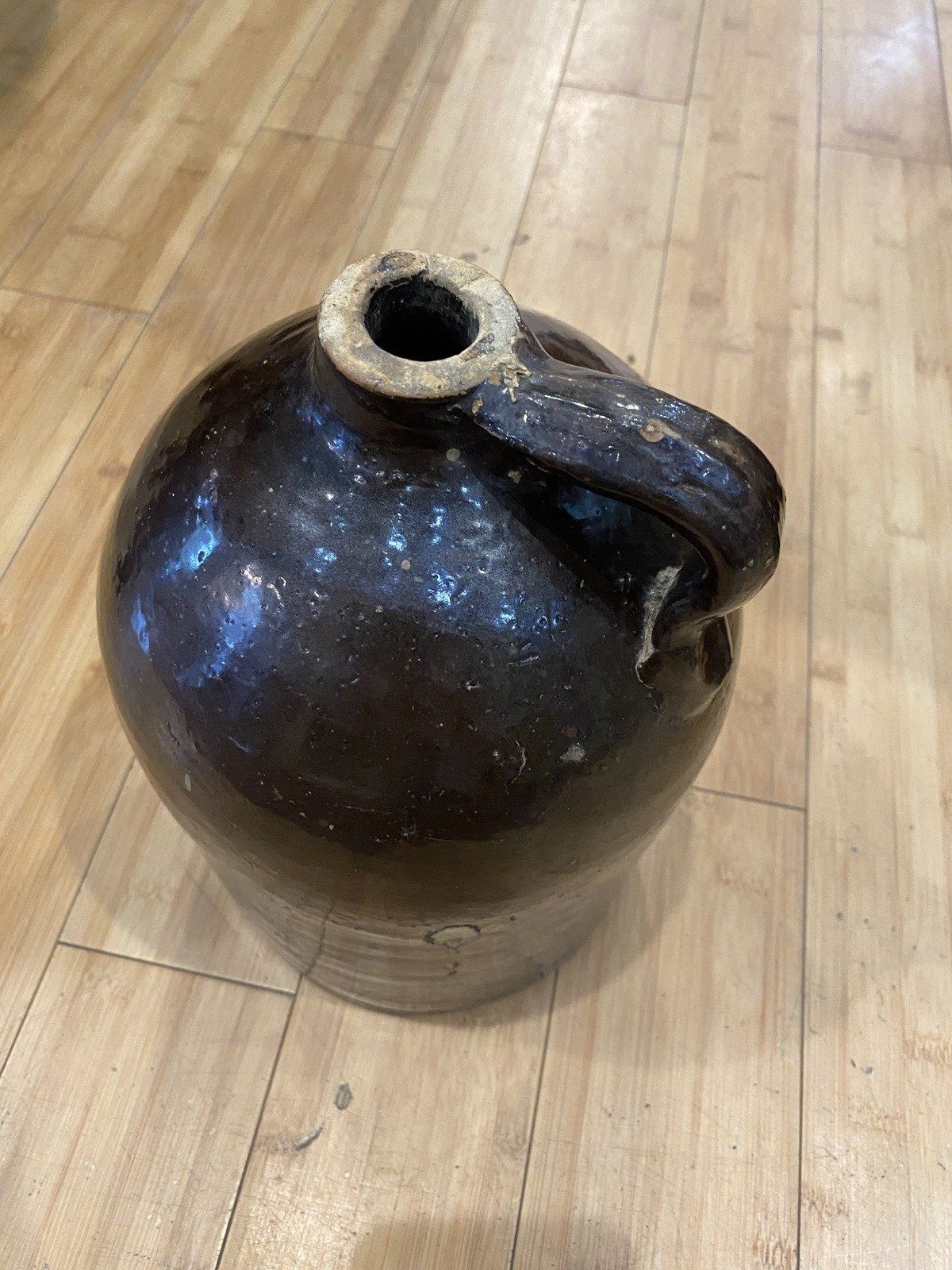 Antique Brown Pottery Crock Jug 2