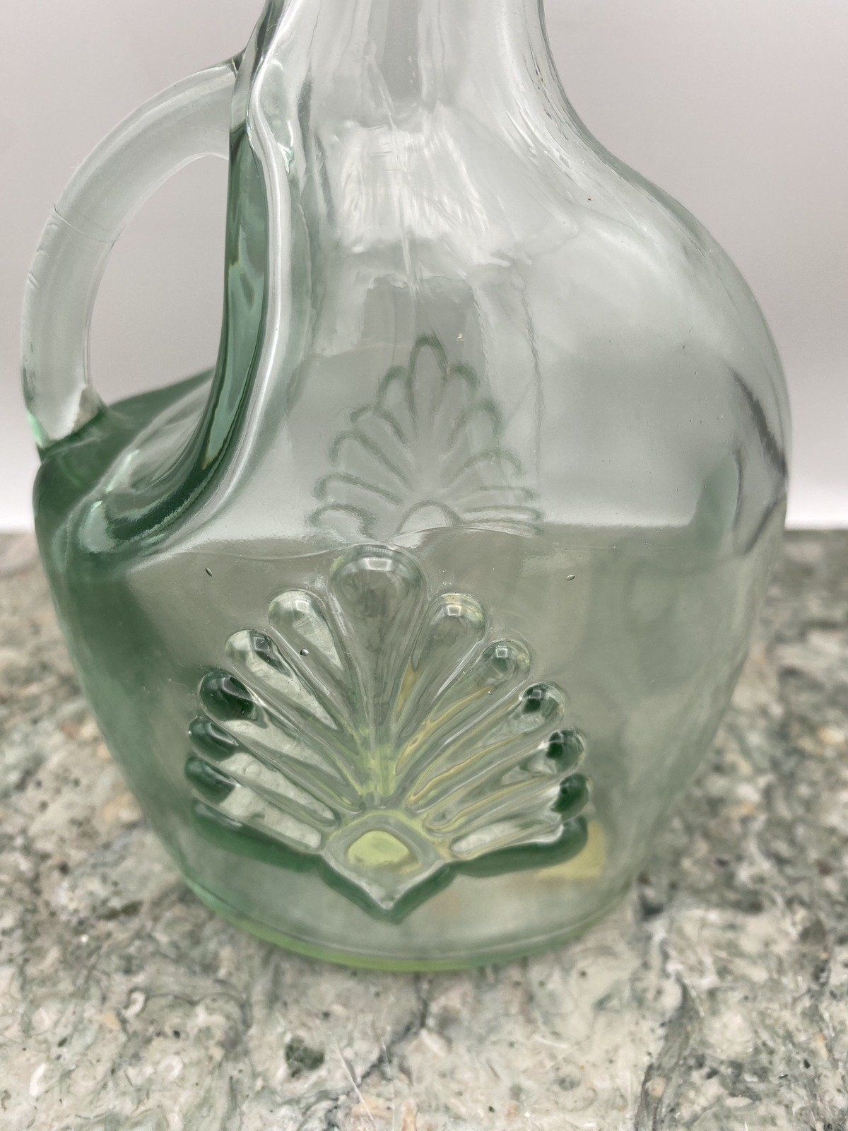 Vintage Glass Shell Motif Canada Syrup Jar w Cork 3