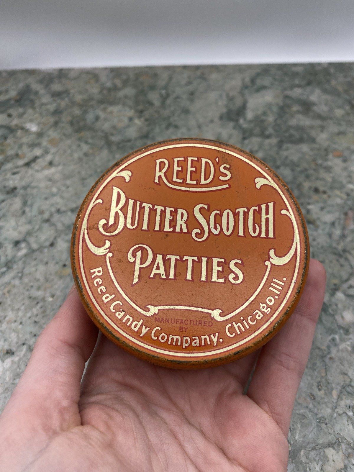 Antique c.1910/20s REEDS Butterscotch Patties 2.75oz Collectible Ad Tin 3