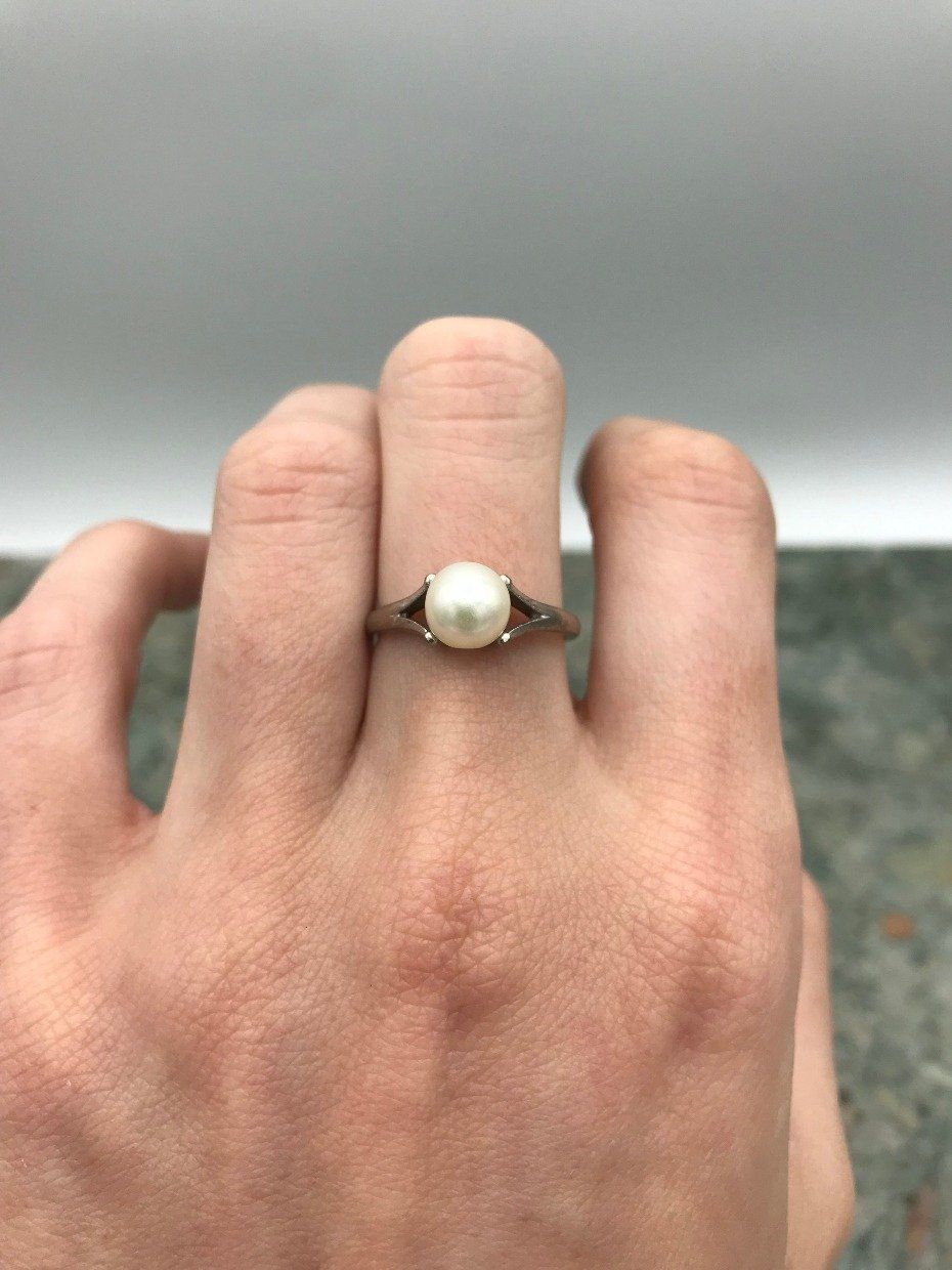 14k White Gold Cultured Pearl Ring 5