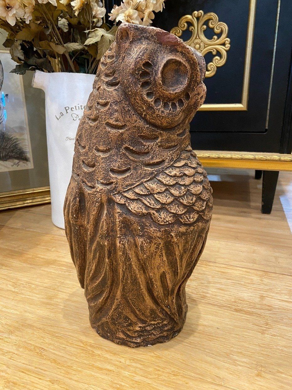 Vintage 1970s Westchester Handmade Plaster Owl Sculpture 2