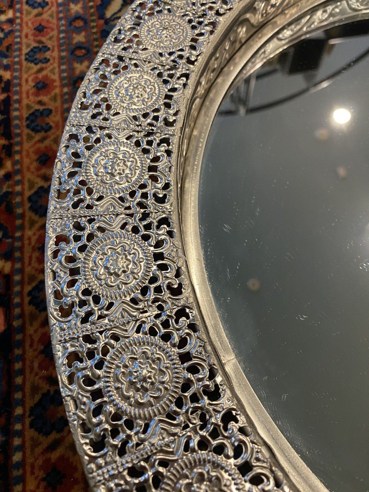 Circular Modern VTG Style Reticulated Mirror Tray #2946 2