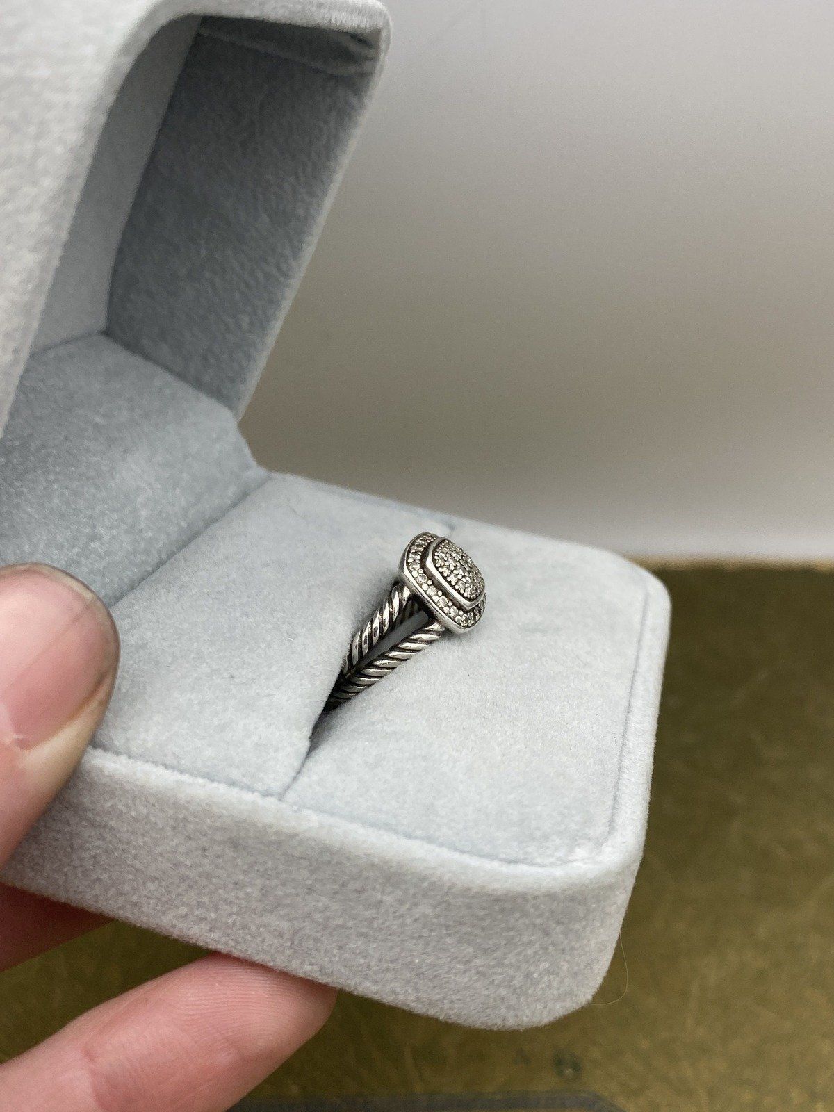 Sterling Silver David Yurman Genuine Diamond Cushion Cluster Ring #2220 4