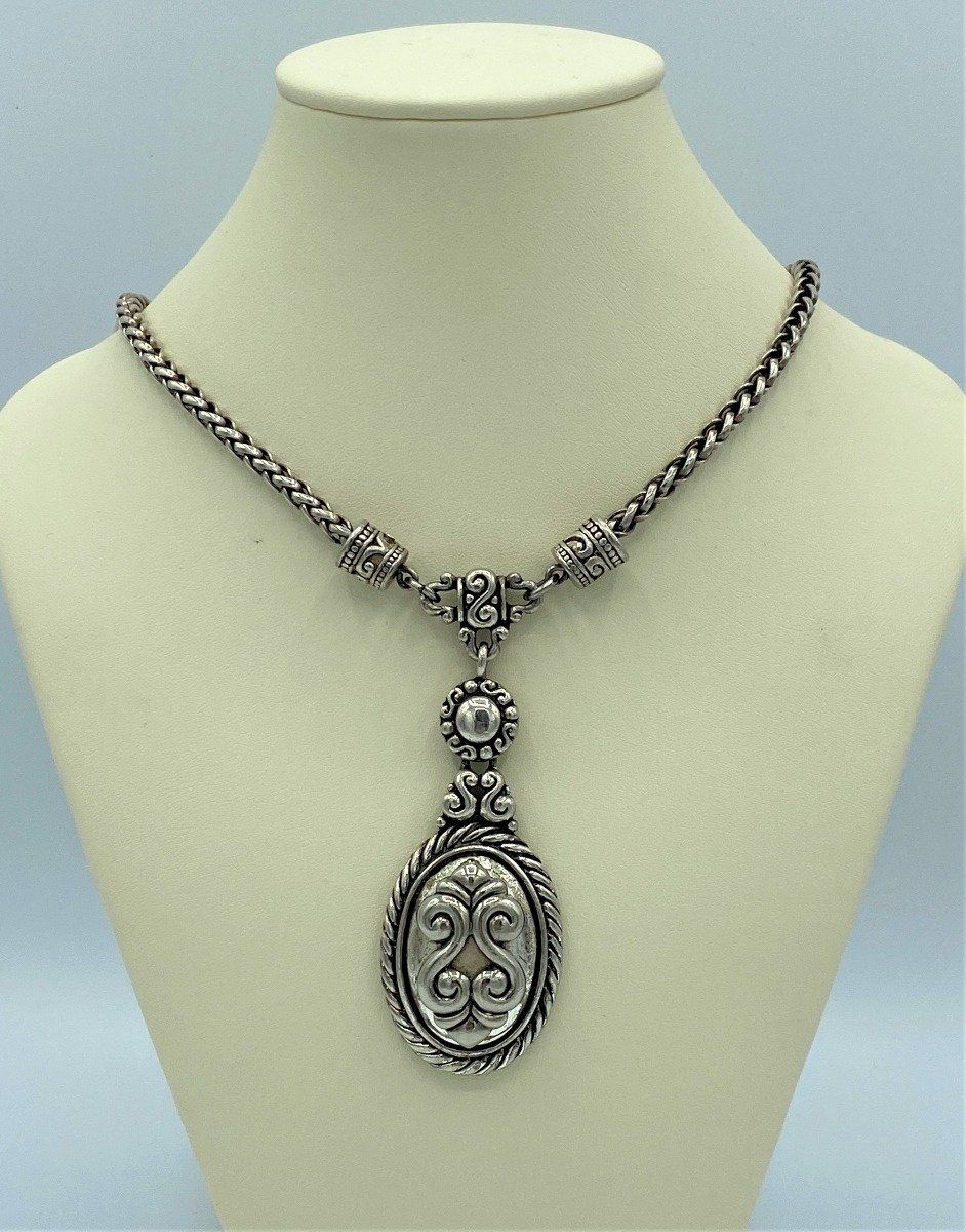 Decorative Sterling Silver Necklace and Pendant 2