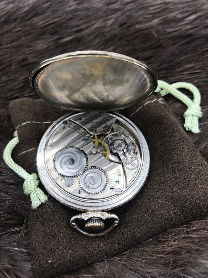 Antique c.1927 10k White Gold Filled Hamilton Open Face Pocket Watch 4