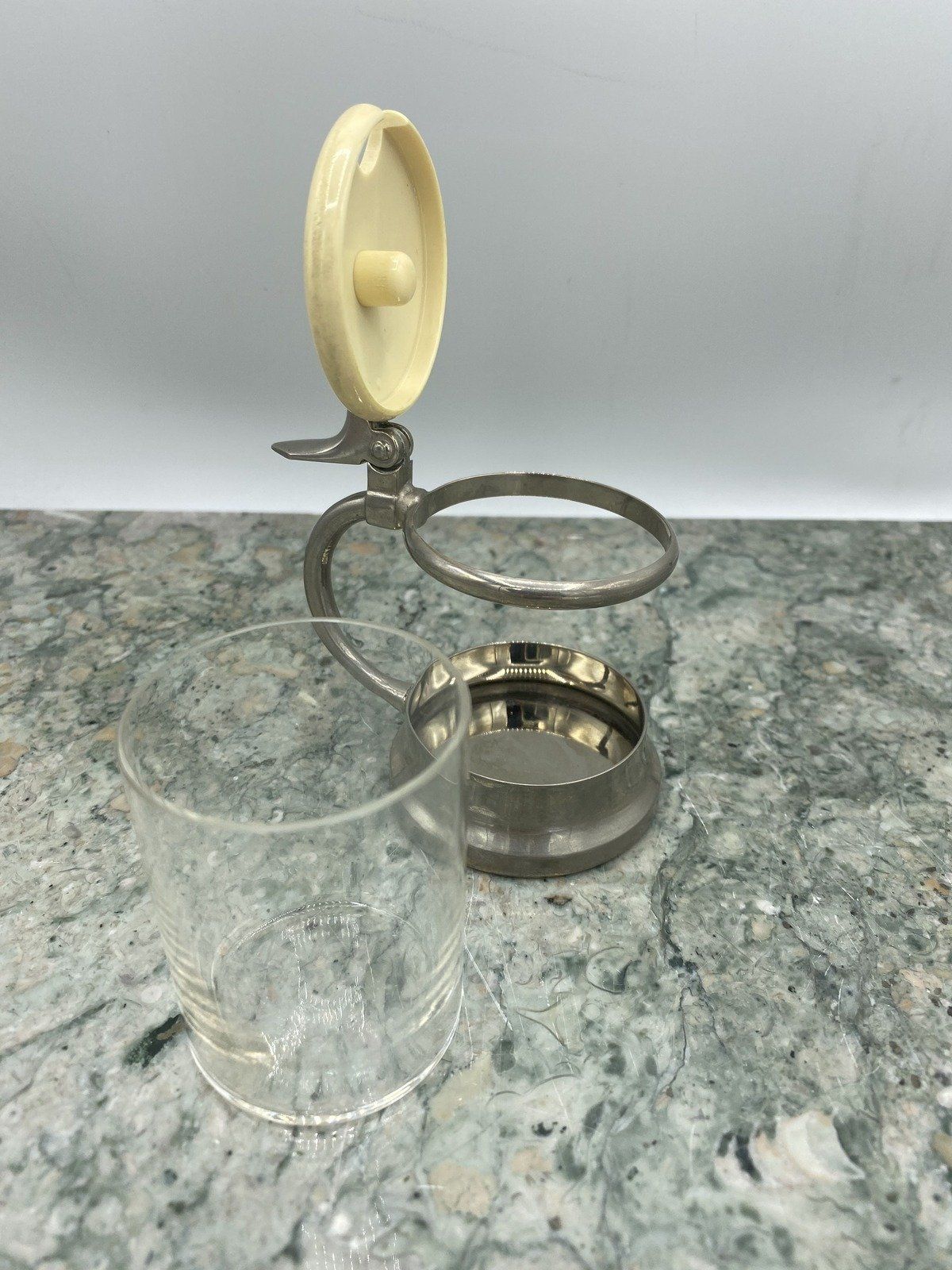 Interested German Made + Celluliod Lidded Mustard Jar + Glass Instert 2