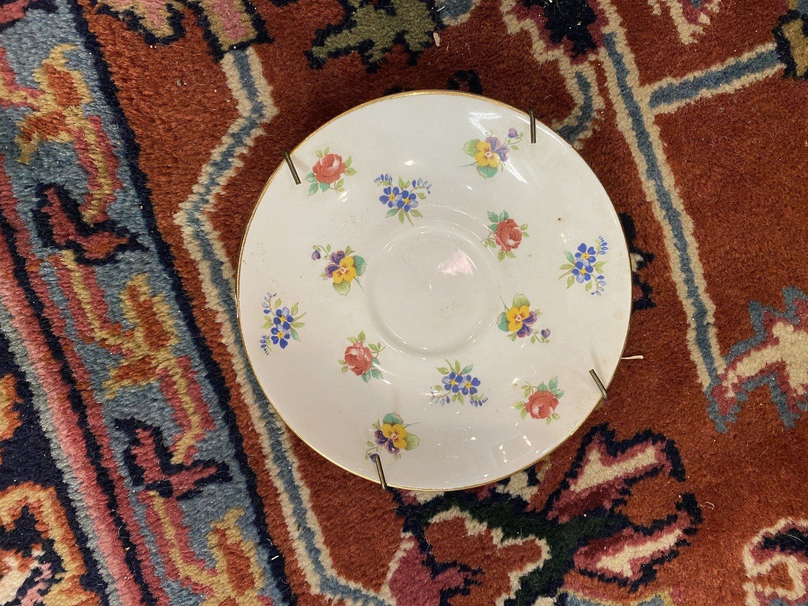 Mini Staffordshire Bone China Pansy + Floral Decorative Wall Saucer 2