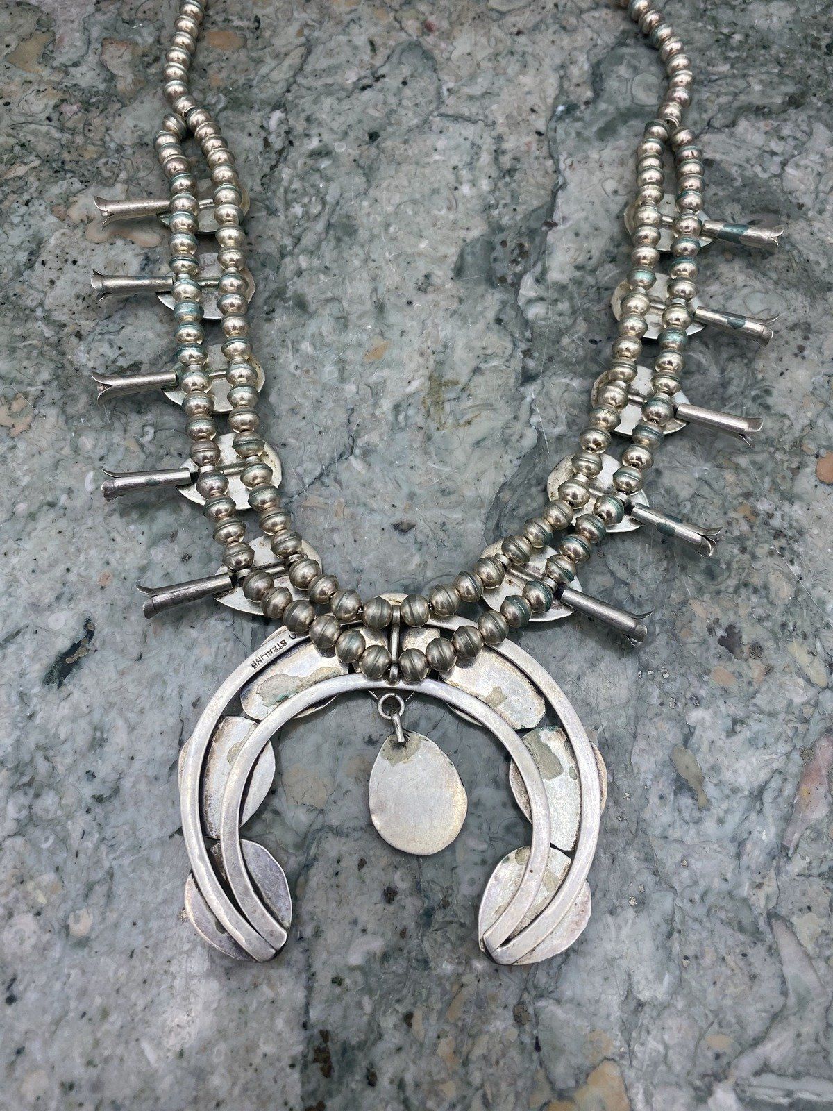 Vintage Sterling Silver Signed GJ Native American Bear Paw + Turquoise 7