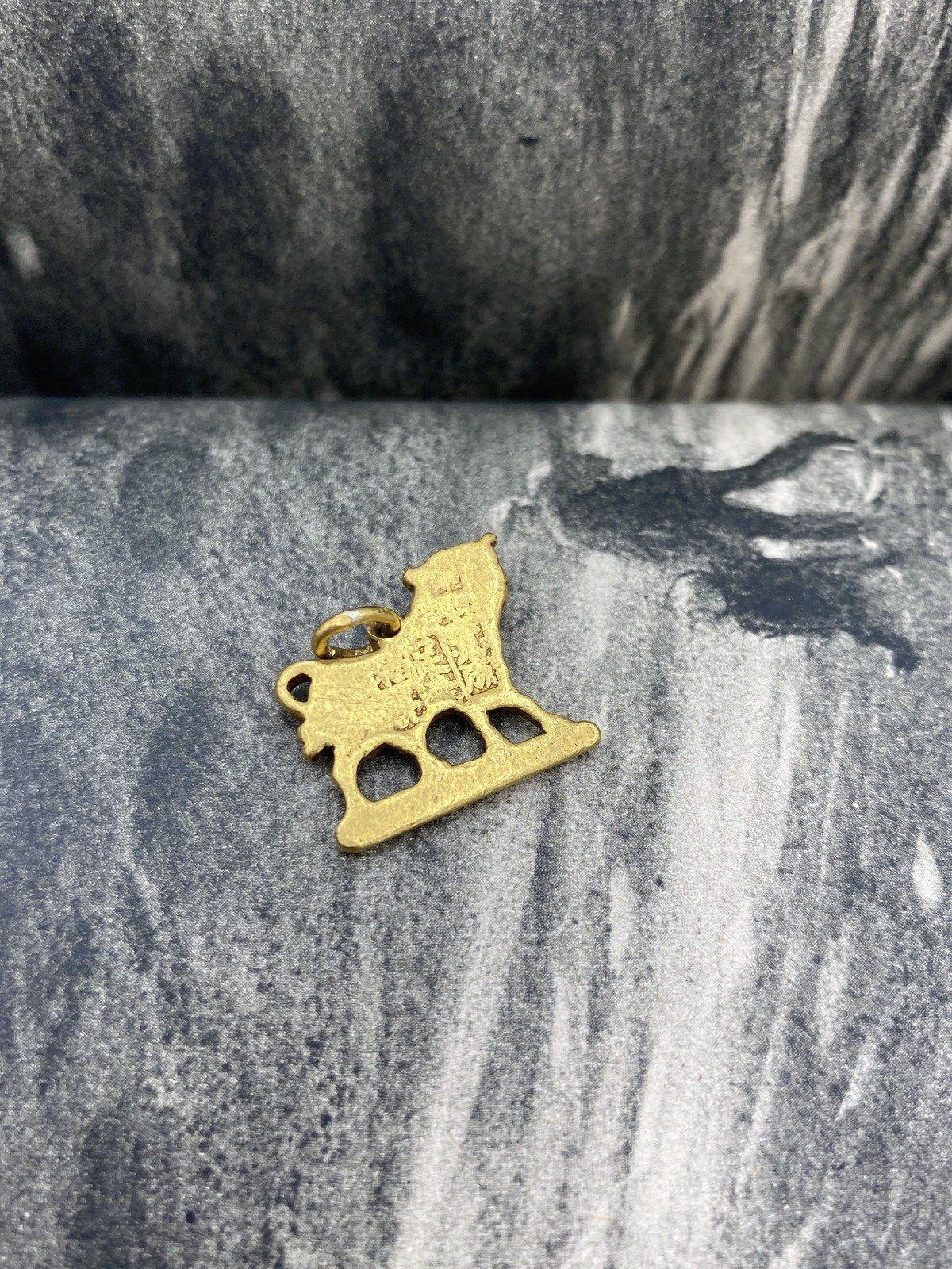 22k Gold Antique Heavy Horned Bull Pendant w Hieroglyphic Posterior 2