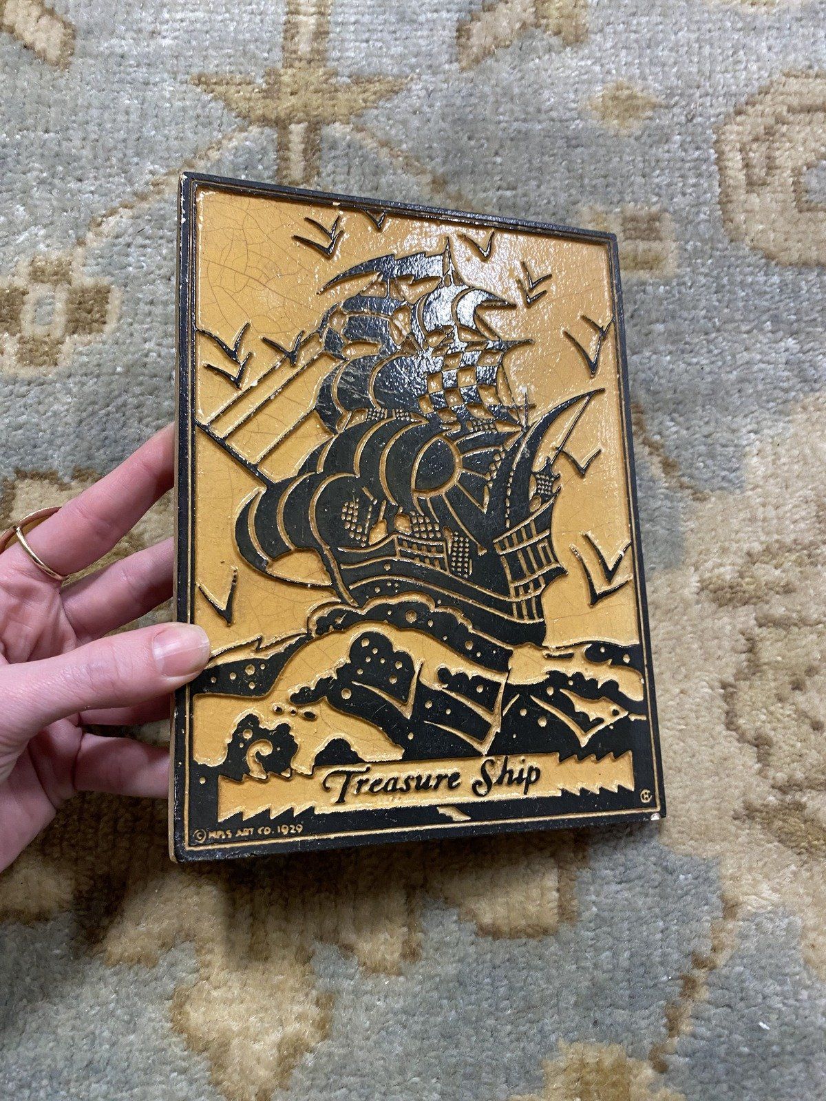 Vintage c.1930s/40s Mas. Art Co. Treasure Ship Plaster Wall Mount 3