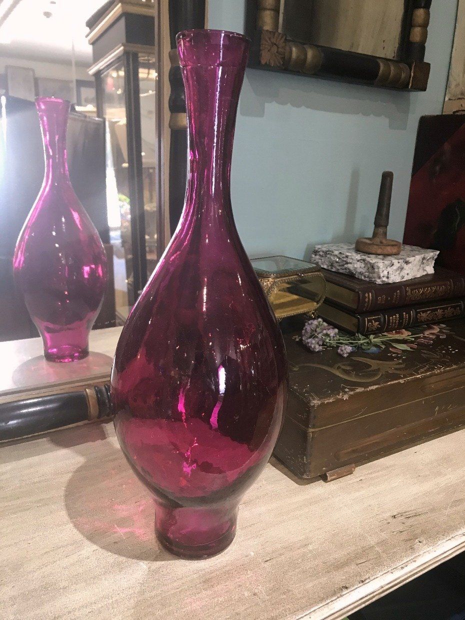 Modern Cranberry Molded Glass Vase