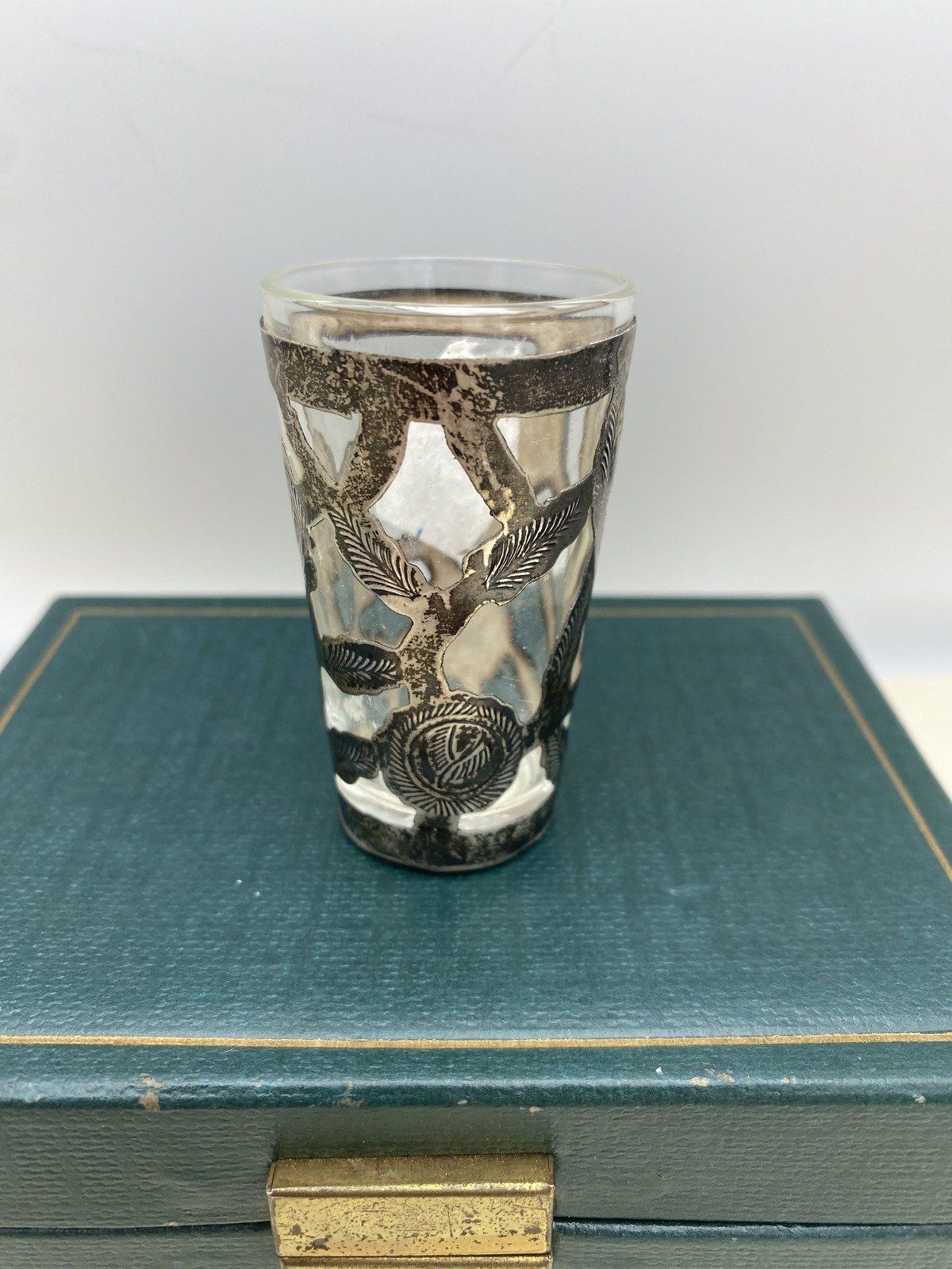 Sterling Silver Art Nouveau Overlay Bar Shot Glass #2240