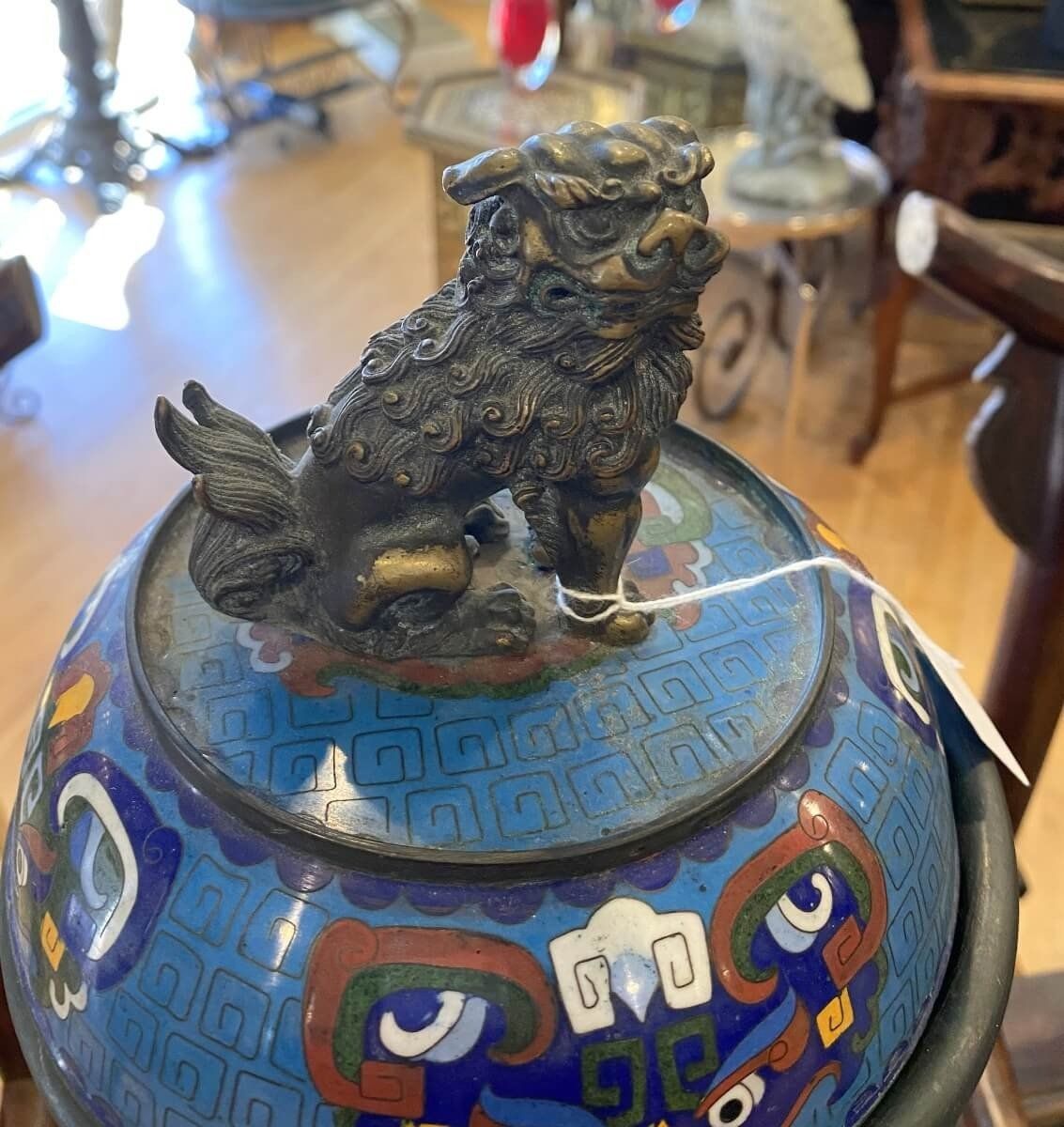 19th Century Chinese Cloisonne Vase with Foo Dog 2