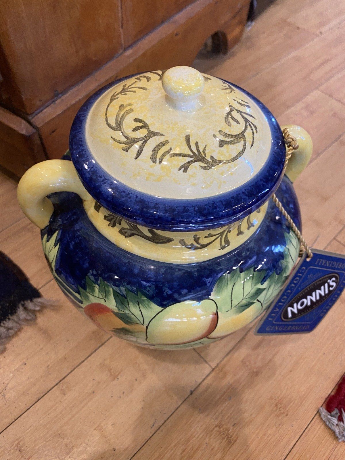 Italian Style Fruit Motif Hand Painted Biscuit Jar 2