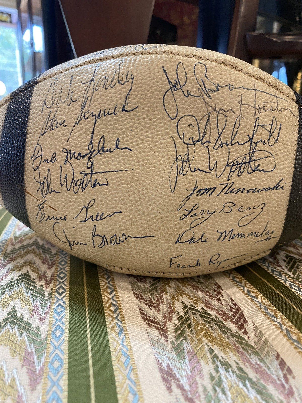 c.1966 Cleveland Browns Team Signed Football 30x Signatures 5