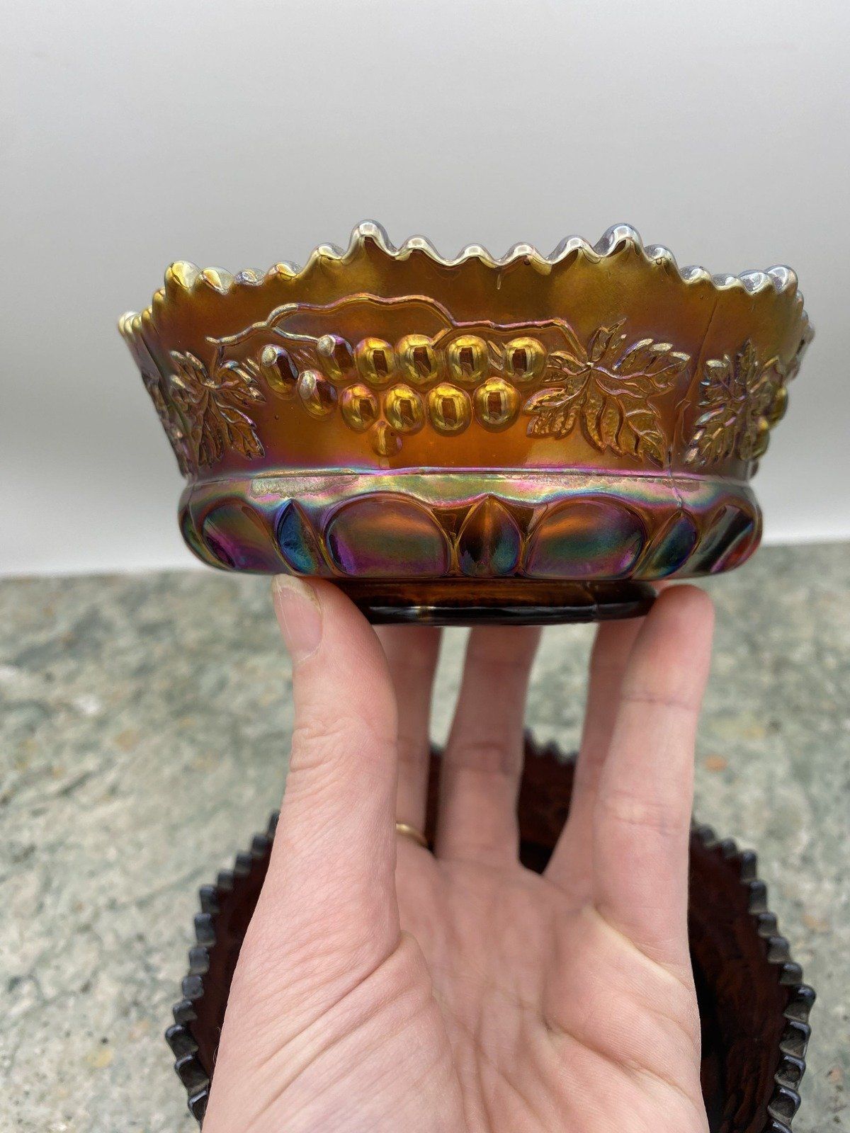 Pair of Two Carnival Glass Berry/Pet Bowls :) 7