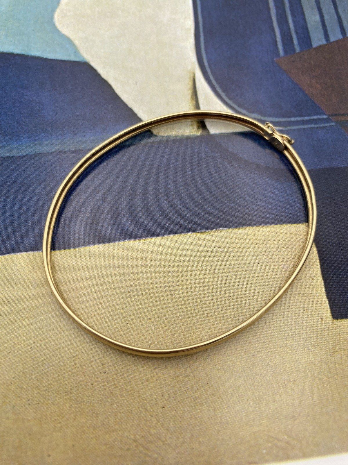 Minimalistic 14k Gold Thin 4mm Wire Bangle Bracelet 6.5 #2937 3