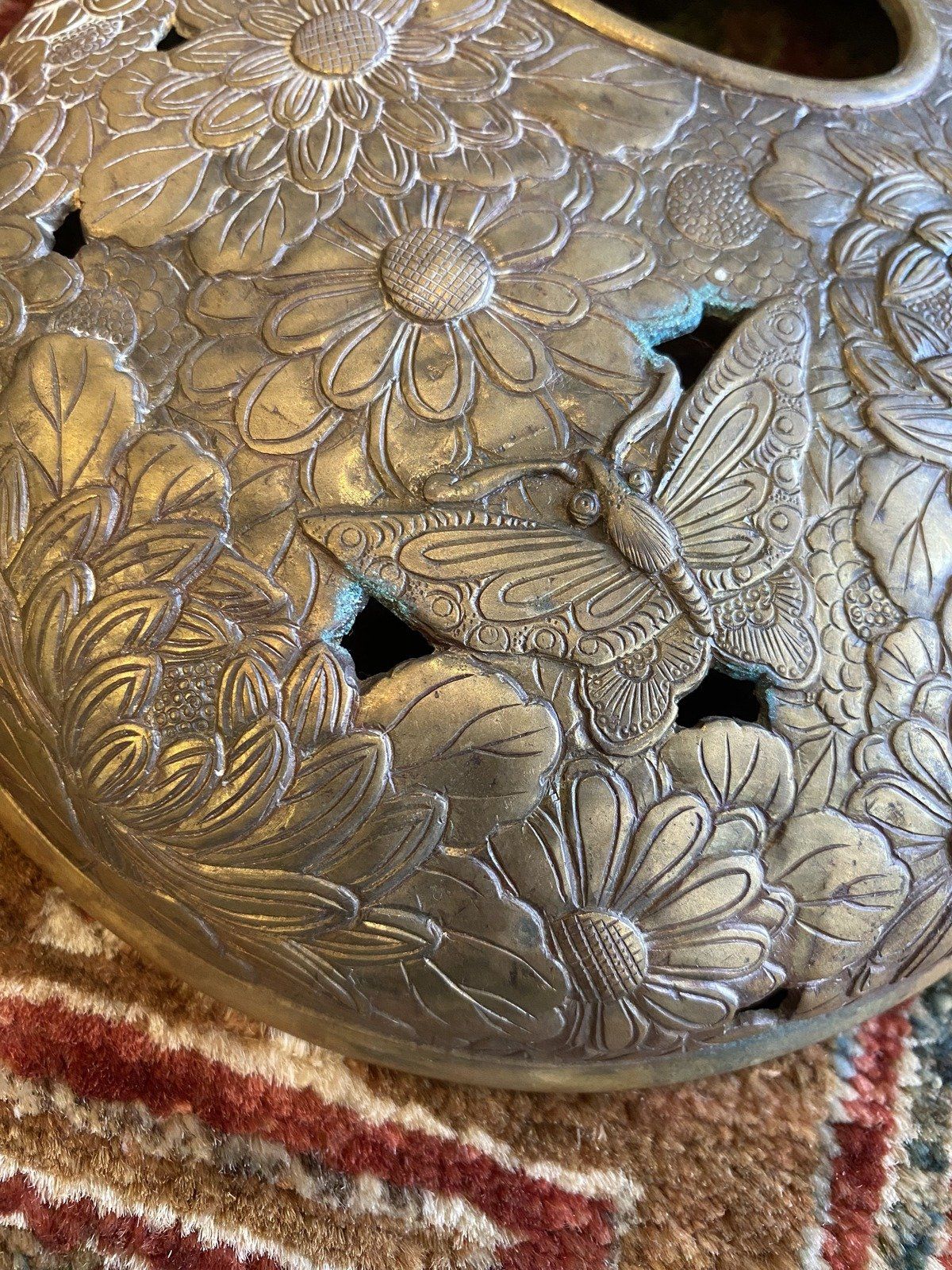 Antique Chinese Brass Butterfly Lid (For Serving/Incense) 7