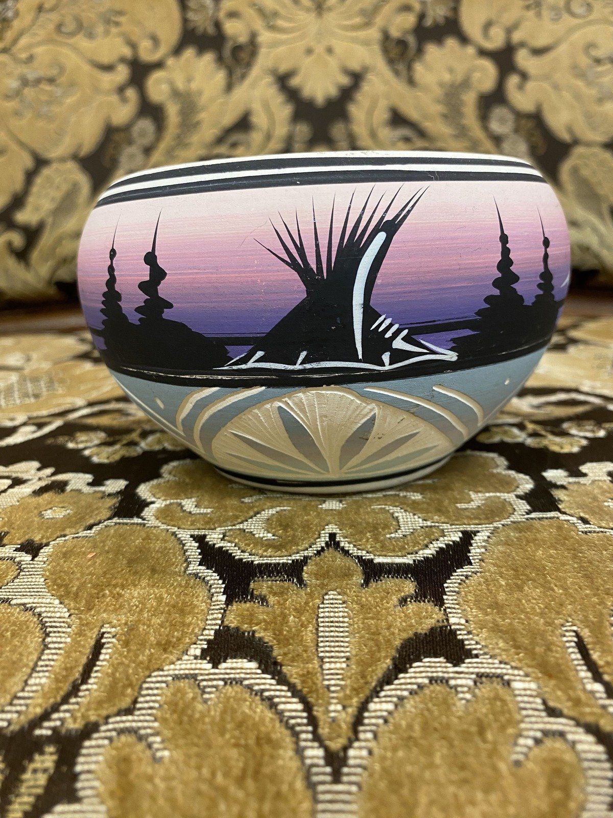 Signed Colorful Signed Sagg Dineh SW Navajo Pottery Bowl 10