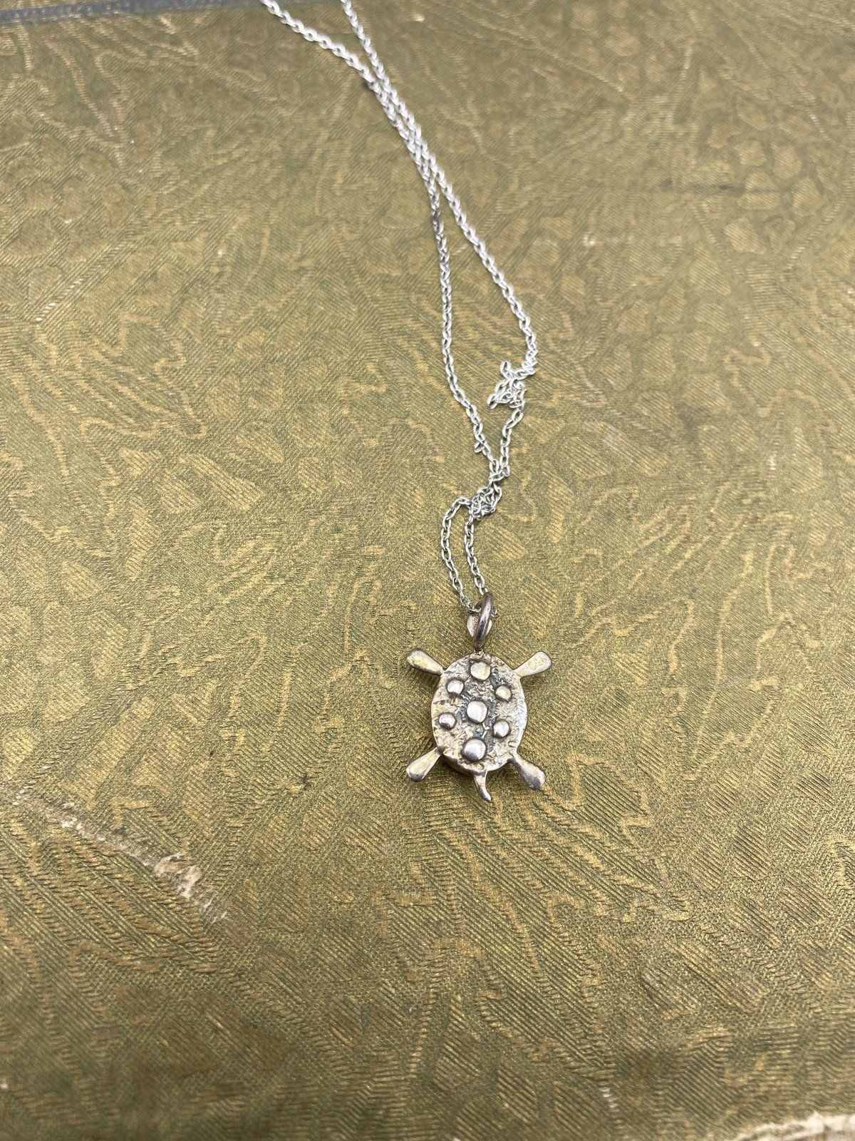 Lema's Kokopelli Utah Made Sterling Silver Inlay Turtle Necklace 18L 3