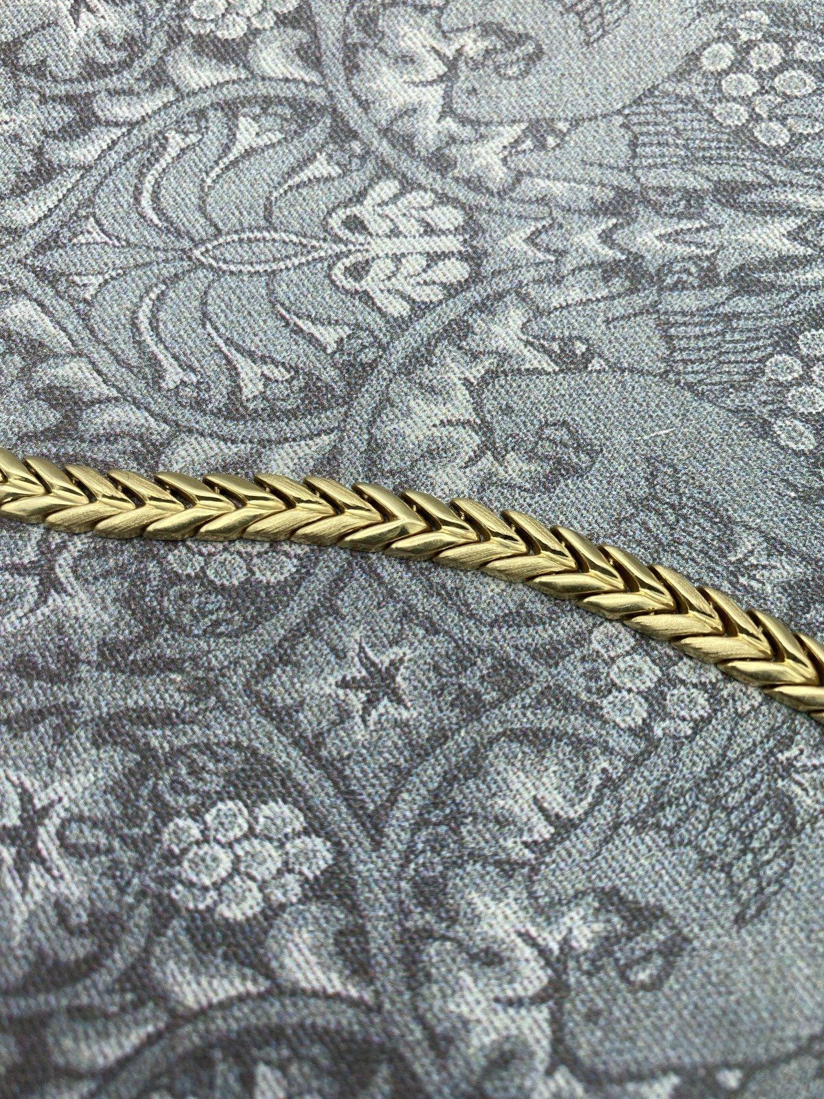 Solid 14k Gold Ladies Feather Link 7L Bracelet 2