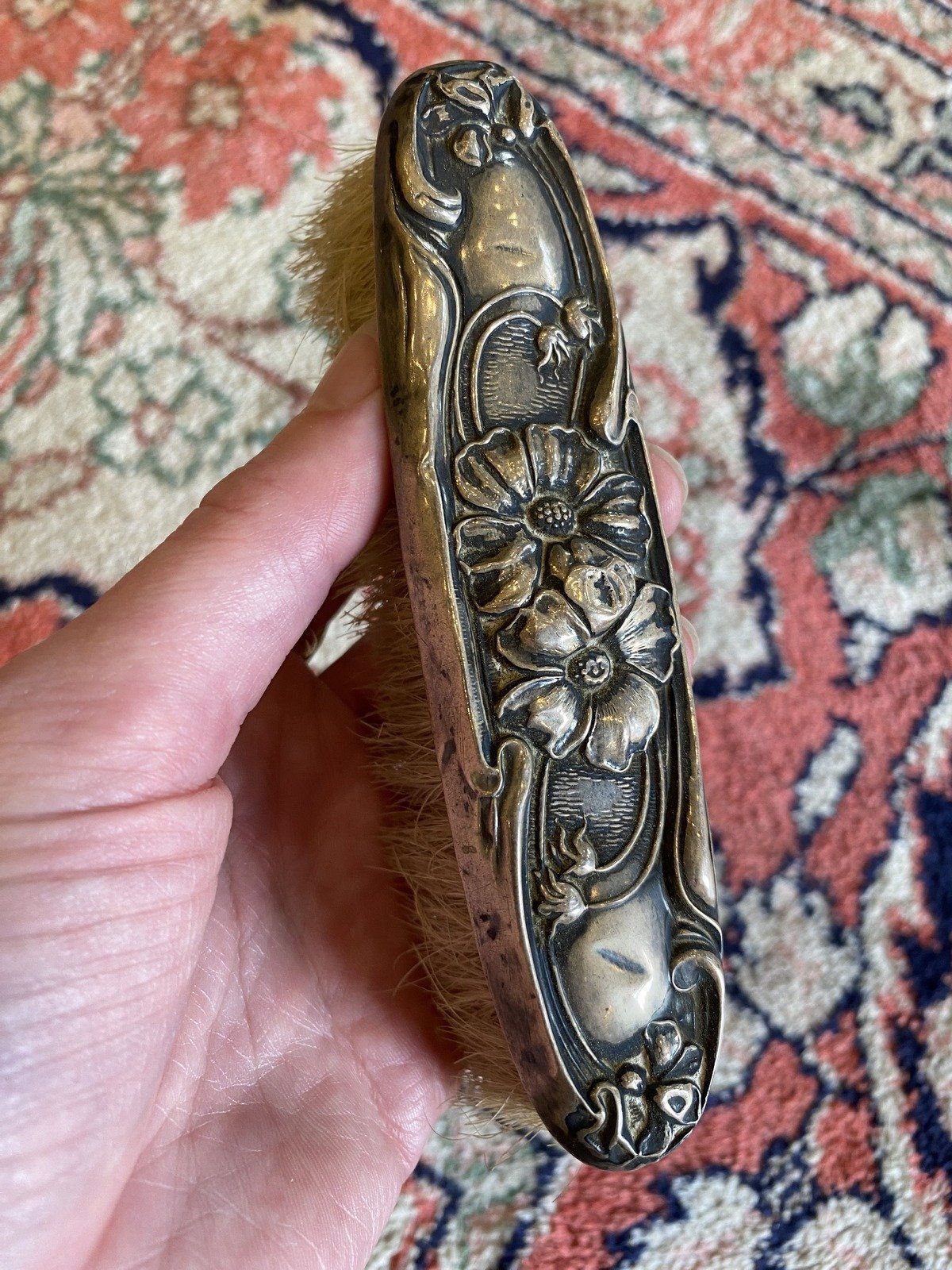 Antique Art Nouveau Floral Elongated Brush #586 4