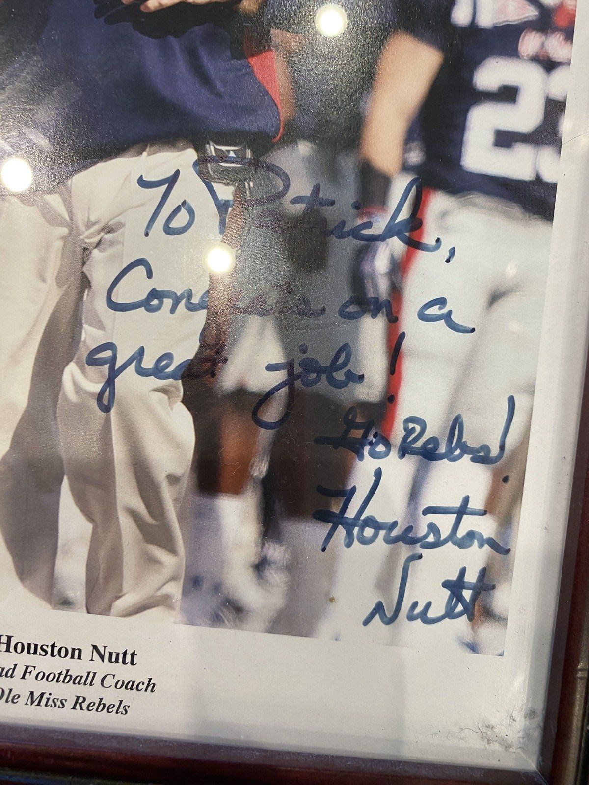 Ole Miss Football Houston Nutt Framed Autograph 2