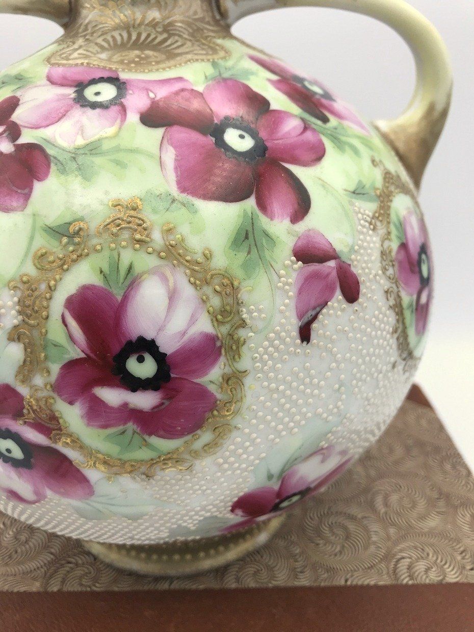 Round Full Body Hand Painted Floral + Gilt Nippon Jug 4