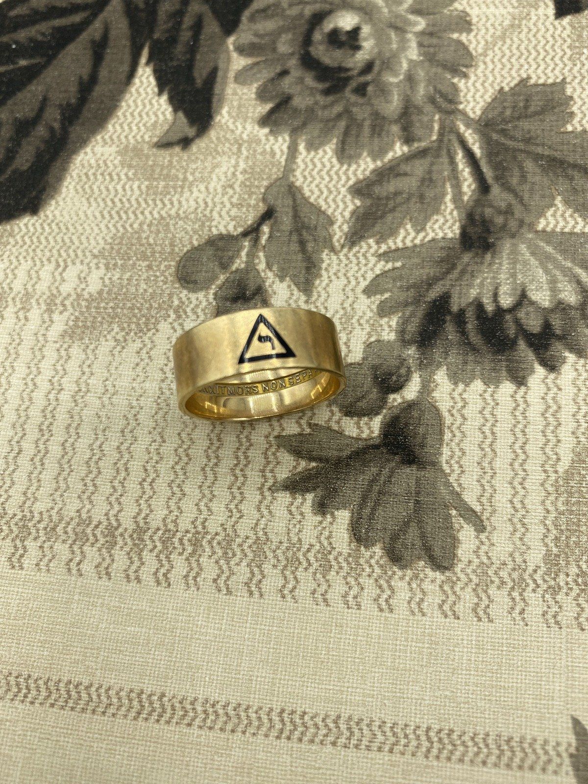 Men's Antique 10k Gold Wide Scottish Rite Ring Band 3
