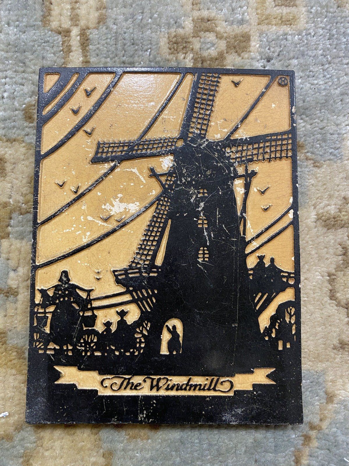Vintage c.1930s/40s Mas. Art Co. Windmill Plaster Ceramic Wall Mount