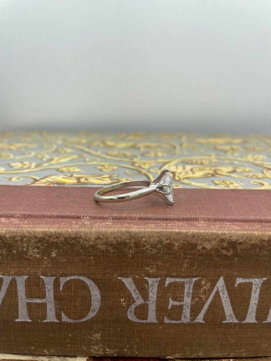 14k White Gold Minimalist 1.25ct Marquise Diamond Engagement Ring 2