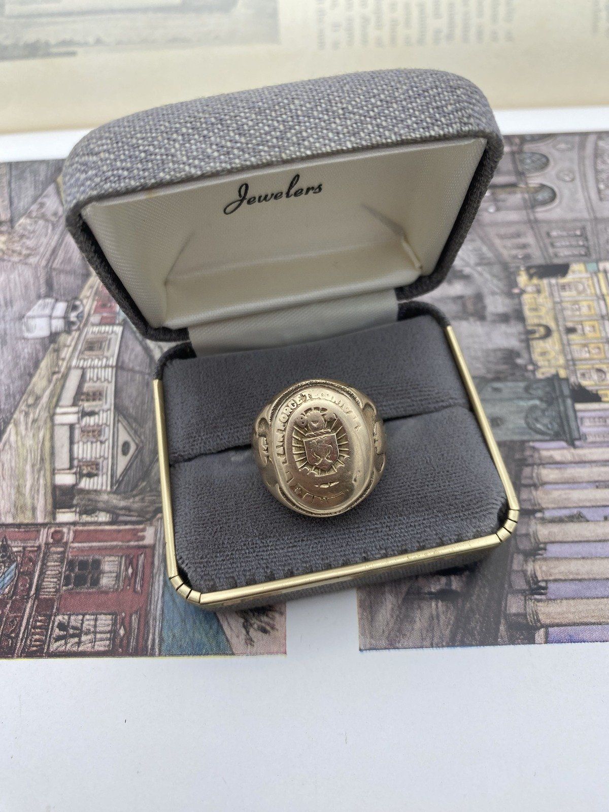 Vintage c.1940s WWII Era 10k Gold US Air Force Tech. School Signet Ring  #2628 2