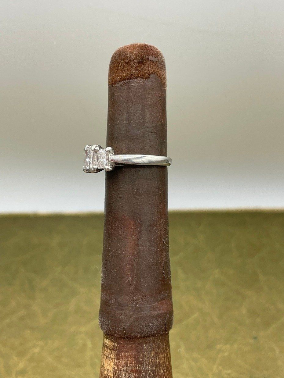 Platinum Princess Cut 1.61ctw Diamond Trio Engagement Ring w Recent Appraisal 3