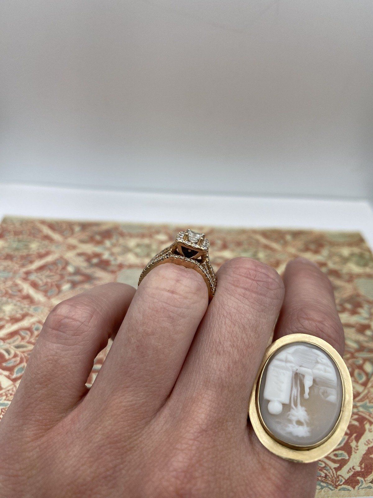 14k Rose Gold Vera Wang .43ct Center Princess Cut Wedding Ring 4
