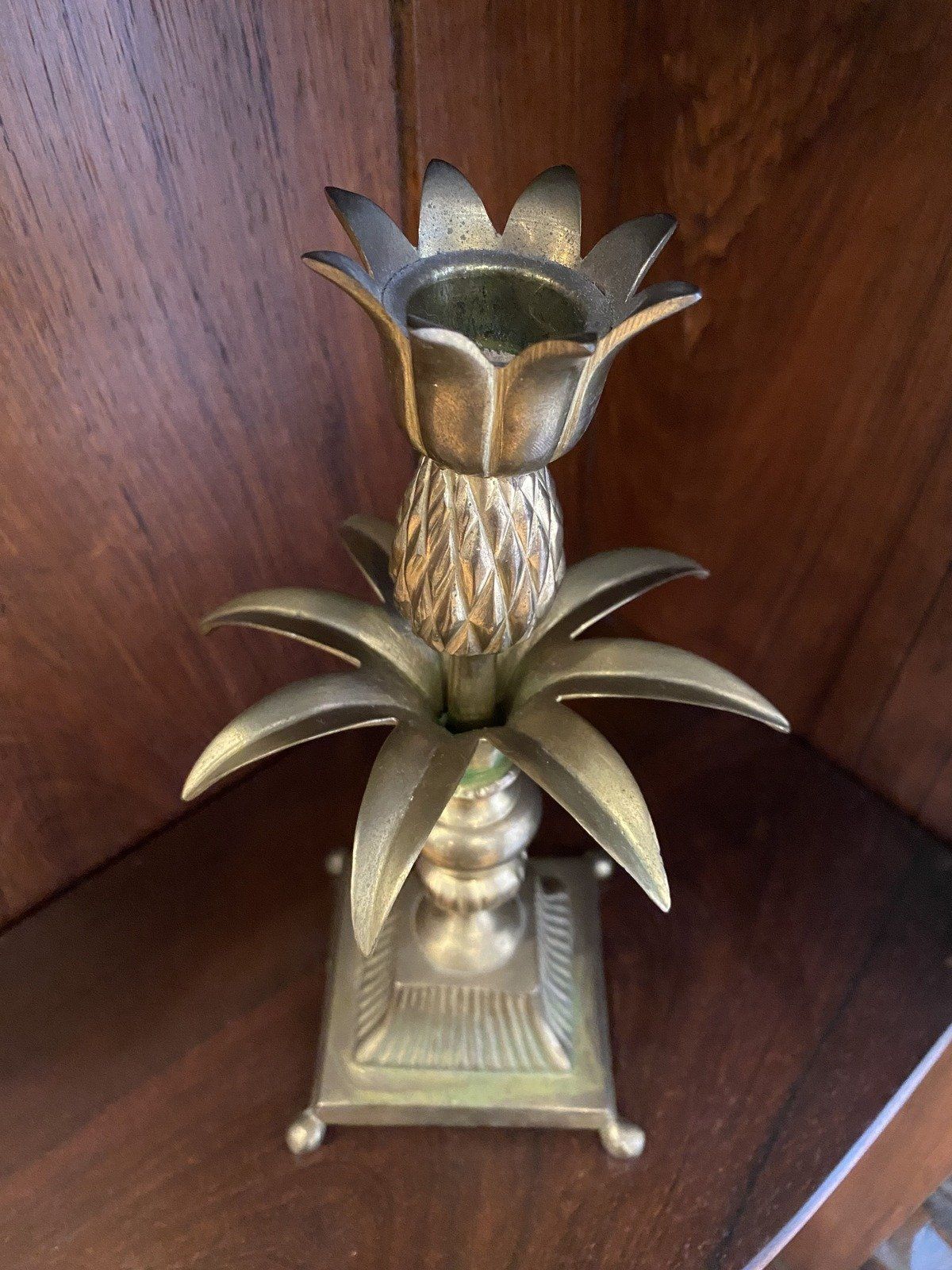 Vintage Mottahedeh Brass Pineapple Candlestick Holder 4