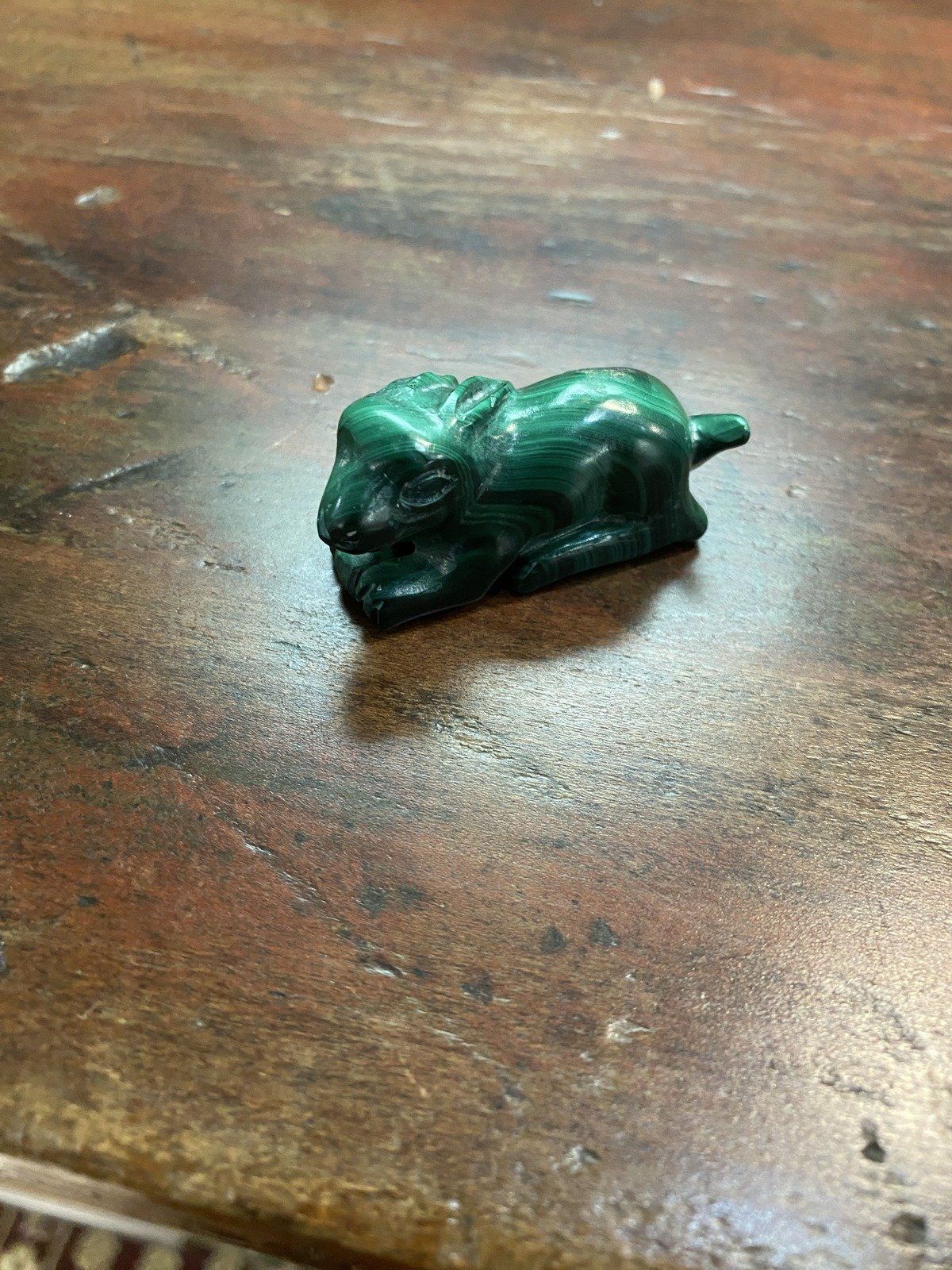 Genuine Natural Malachite Carved Hare Figurine 8